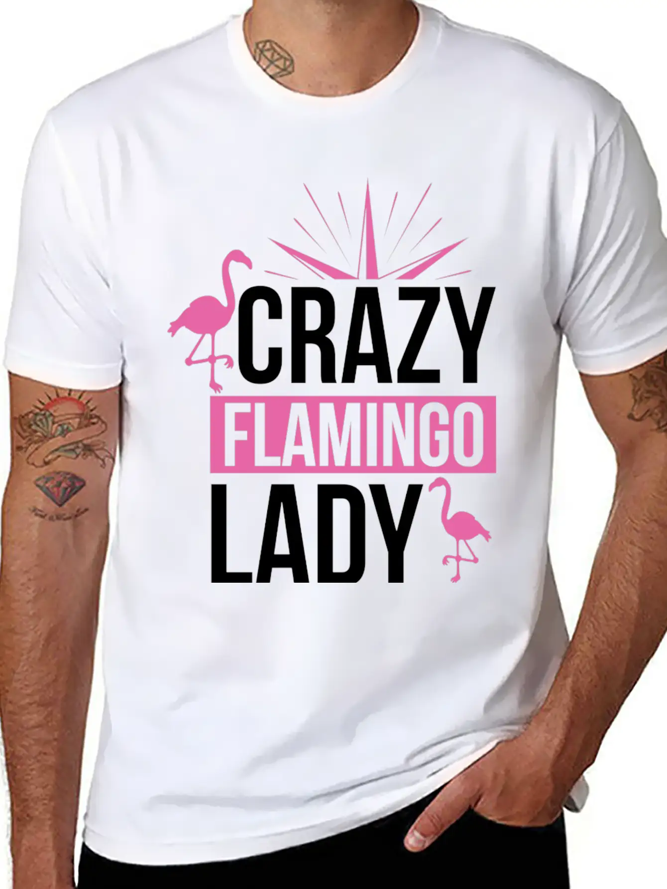 Crazy Flamingo Lady Relaxed Everyday Tee – Lightweight And Durable Cotton