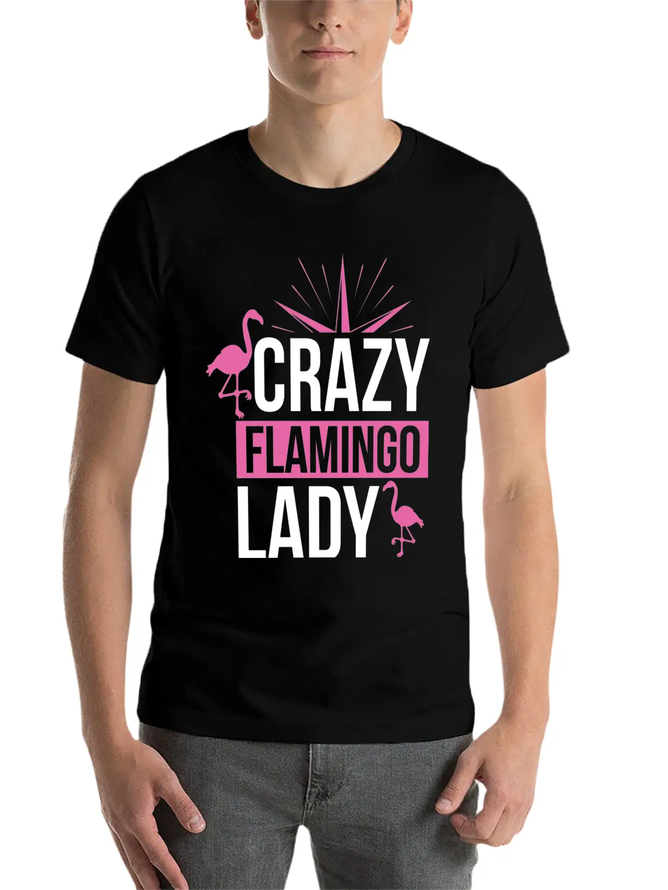 Crazy Flamingo Lady Relaxed Everyday Tee – Lightweight And Durable Cotton