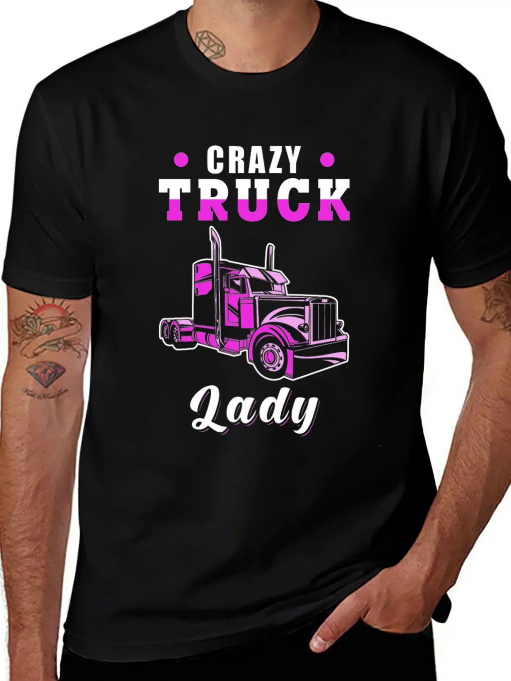 Crazy Truck Lady Truck Driver Basic Graphic T-Shirt – Daily Comfort In Soft Cotton