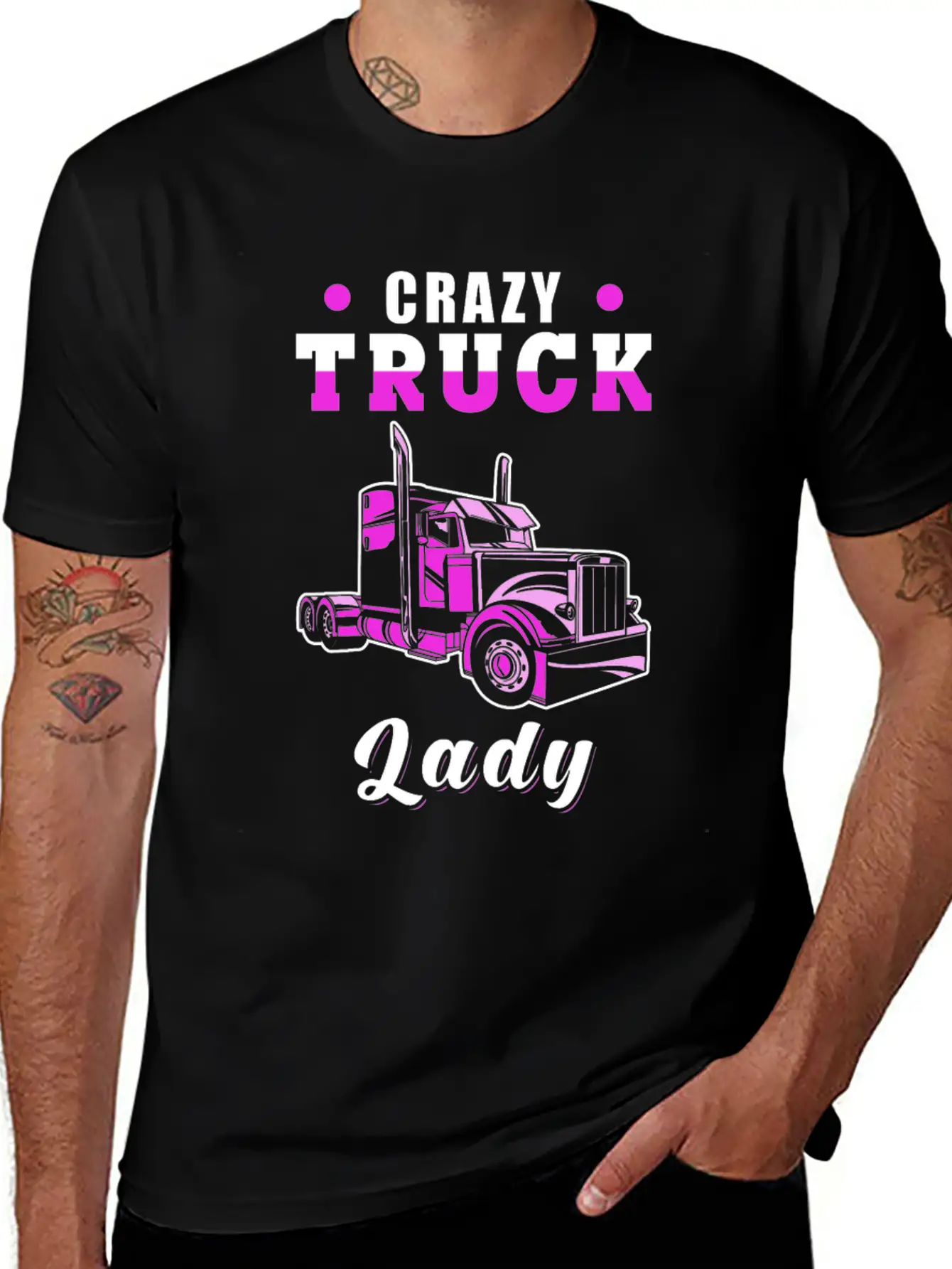 Crazy Truck Lady Truck Driver Basic Graphic T-Shirt – Daily Comfort In Soft Cotton