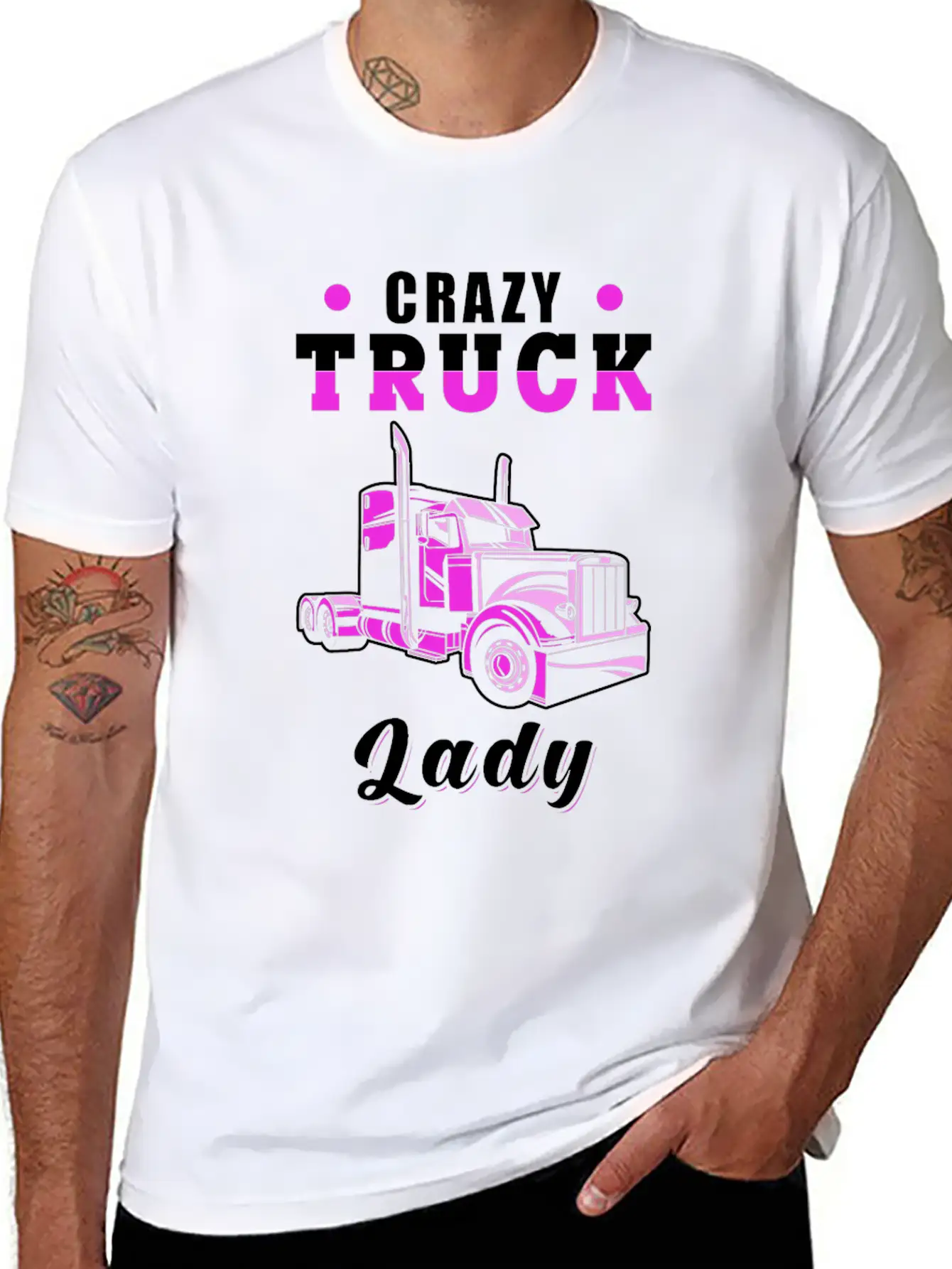 Crazy Truck Lady Truck Driver Basic Graphic T-Shirt – Daily Comfort In Soft Cotton