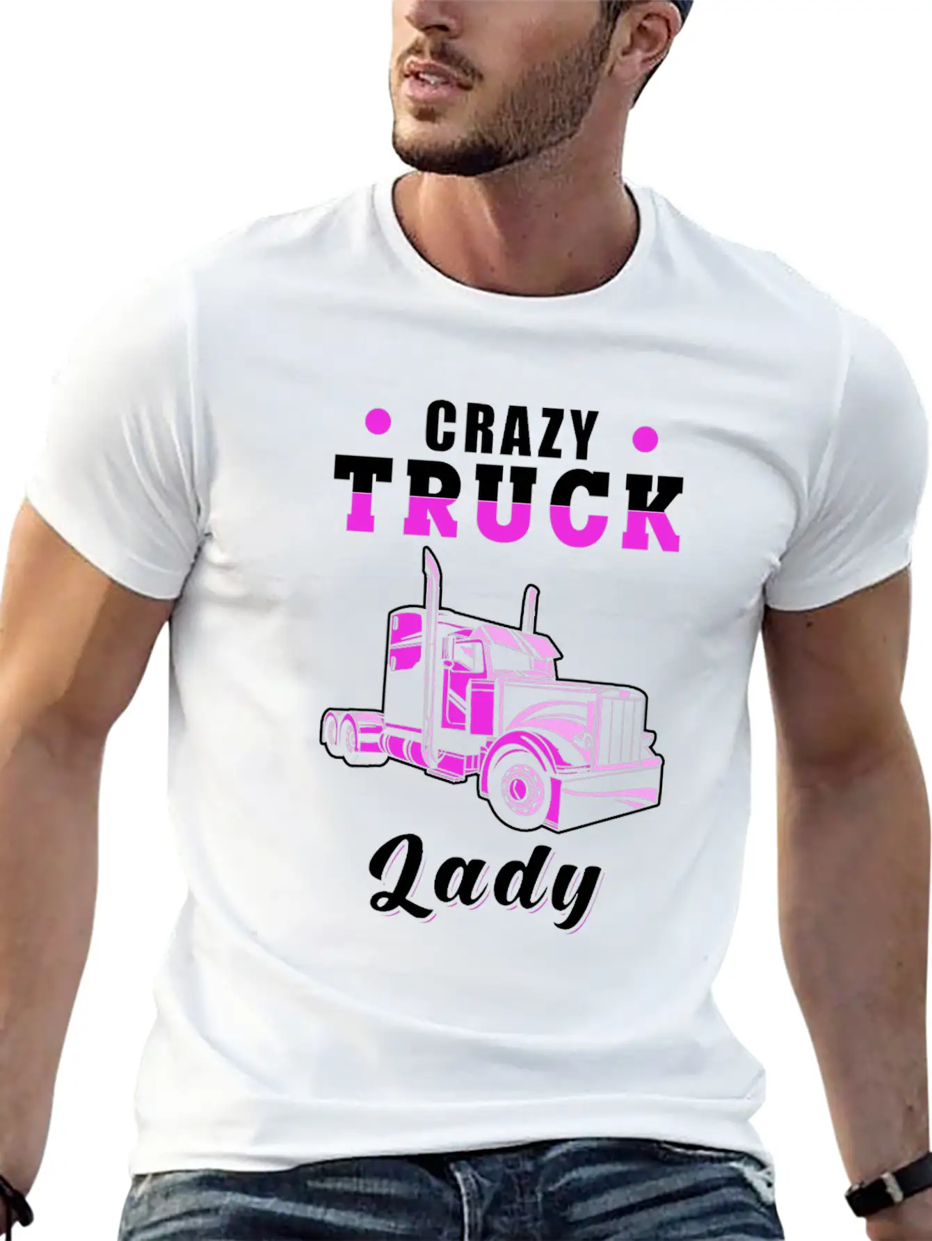 Crazy Truck Lady Truck Driver Basic Graphic T-Shirt – Daily Comfort In Soft Cotton