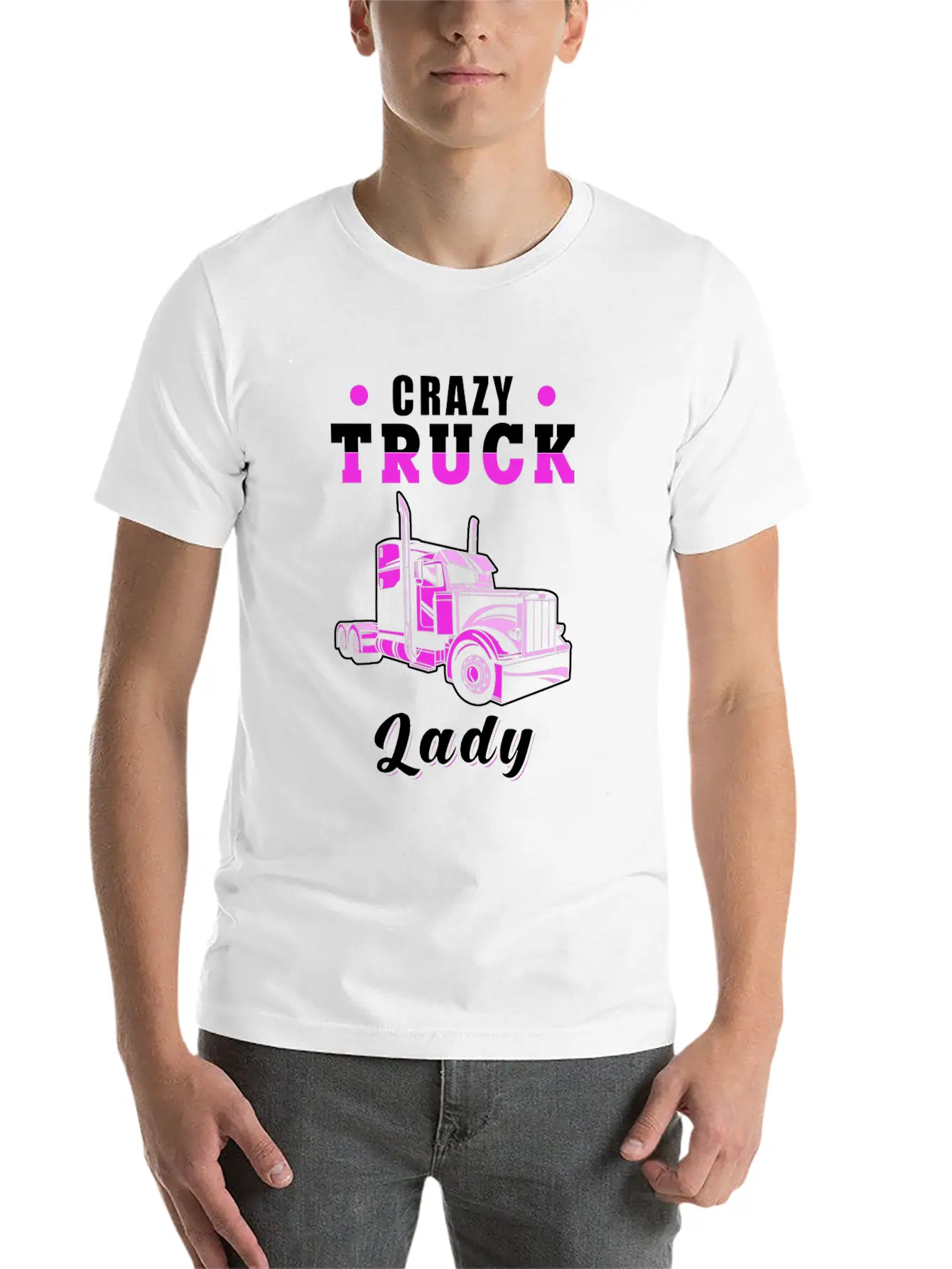 Crazy Truck Lady Truck Driver Basic Graphic T-Shirt – Daily Comfort In Soft Cotton