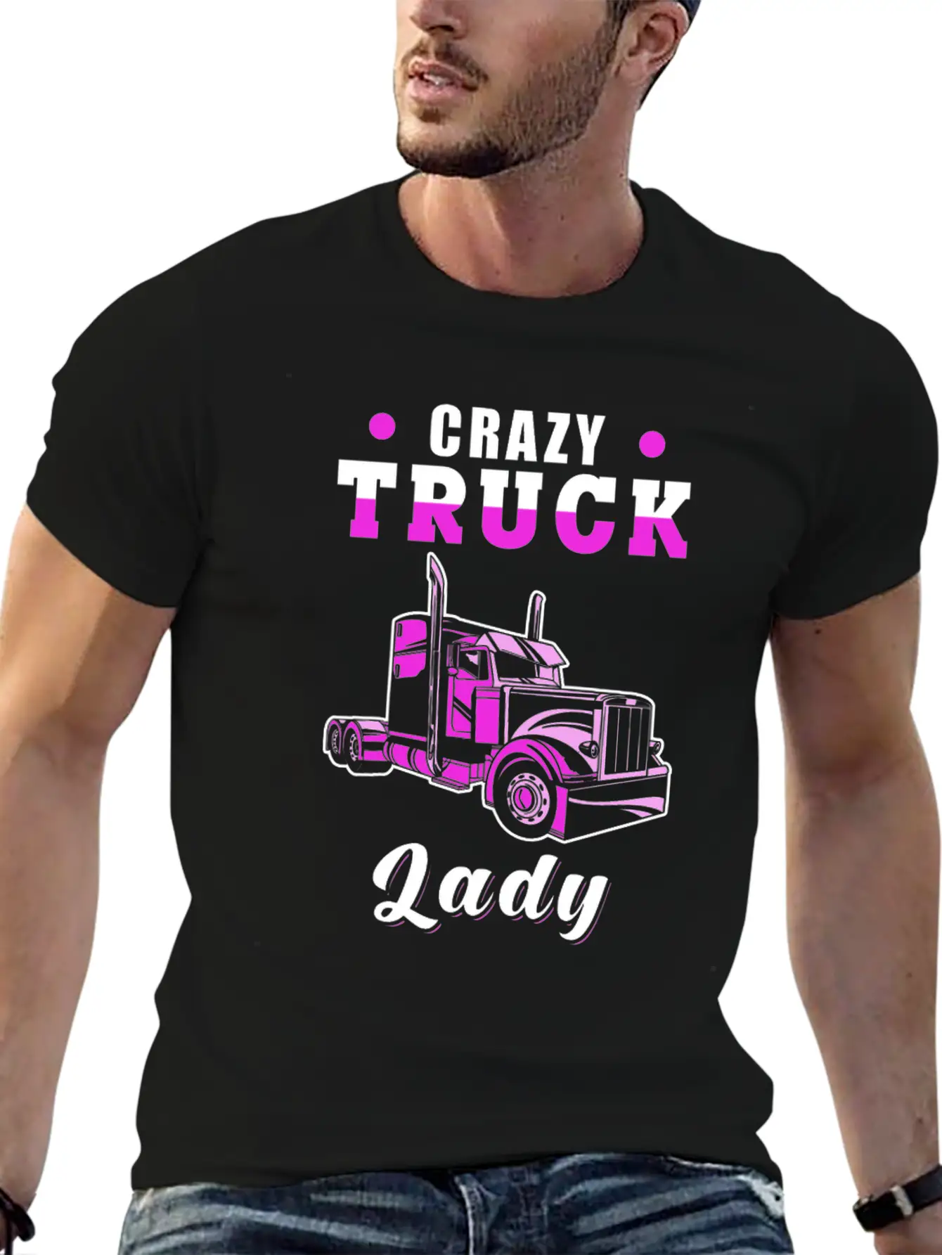 Crazy Truck Lady Truck Driver Basic Graphic T-Shirt – Daily Comfort In Soft Cotton