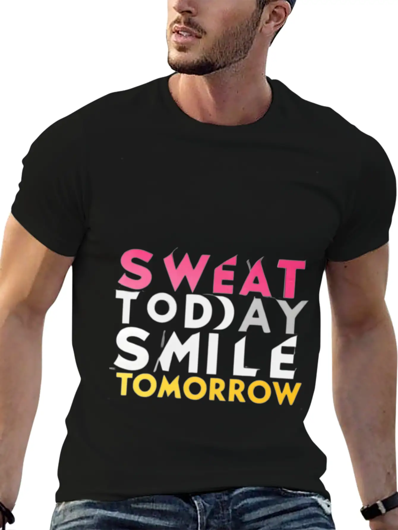 Create A Gym Design With The Words Sweat Today 1 Stylish Everyday T-Shirt – Unisex Basic Cotton Tee
