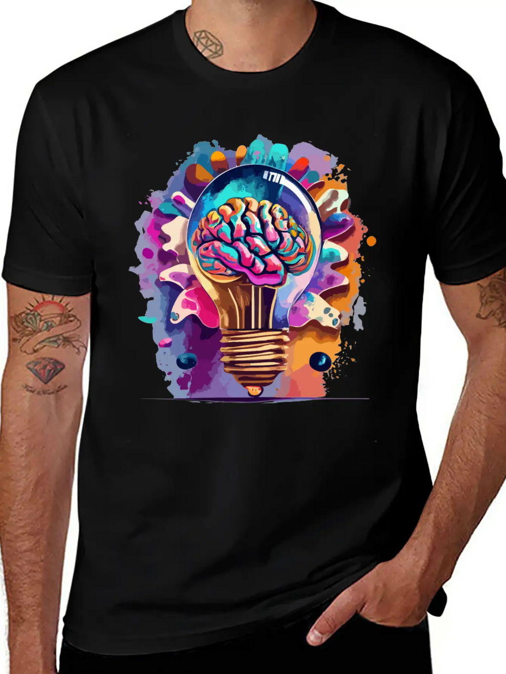 Creative Brain Lightbulb Vector Relaxed Everyday Tee – Lightweight And Durable Cotton