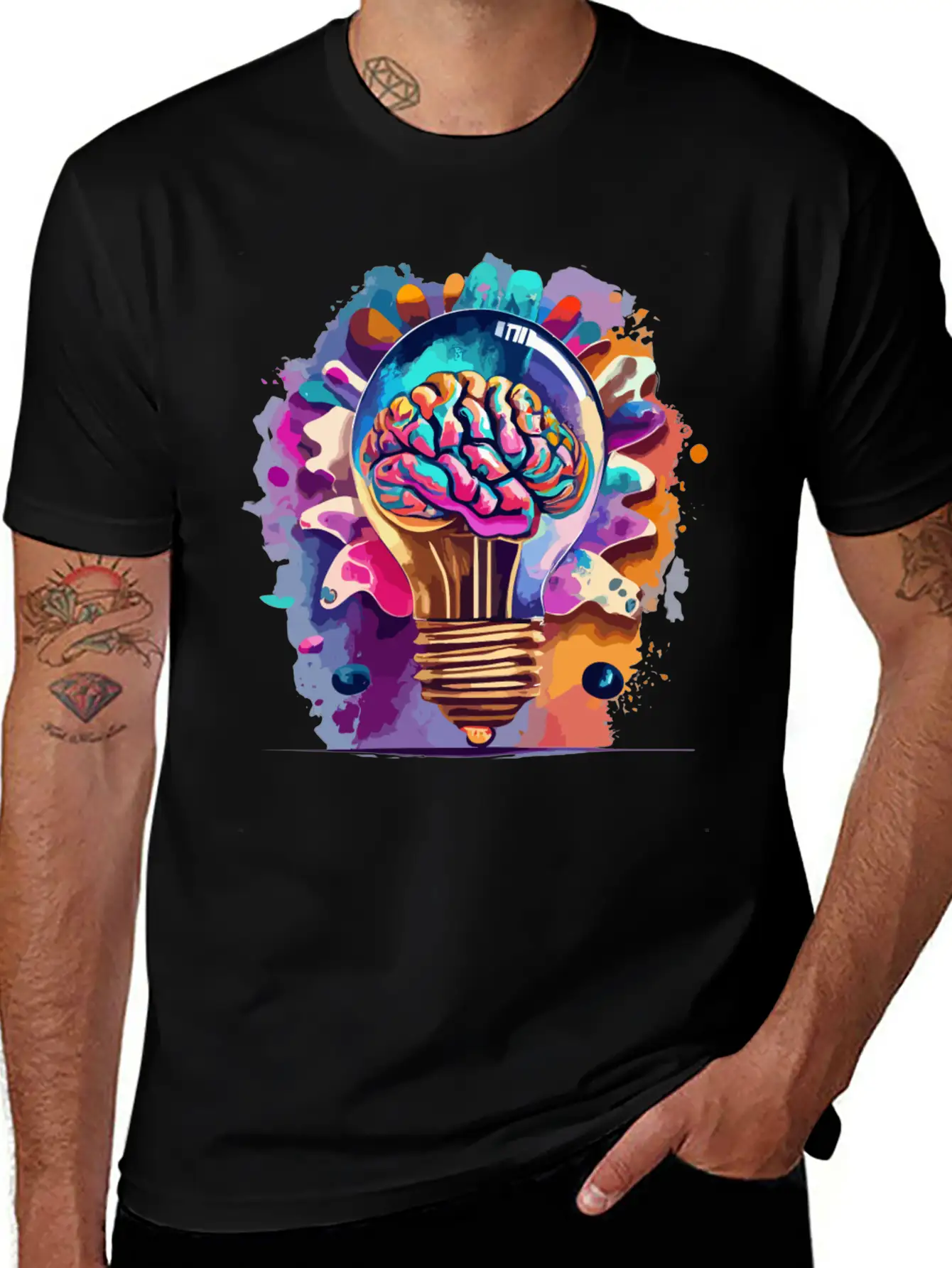 Creative Brain Lightbulb Vector Relaxed Everyday Tee – Lightweight And Durable Cotton