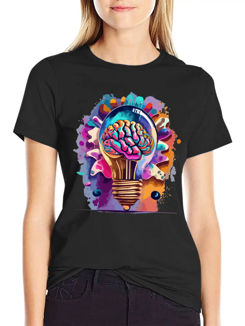 Creative Brain Lightbulb Vector Relaxed Everyday Tee – Lightweight And Durable Cotton