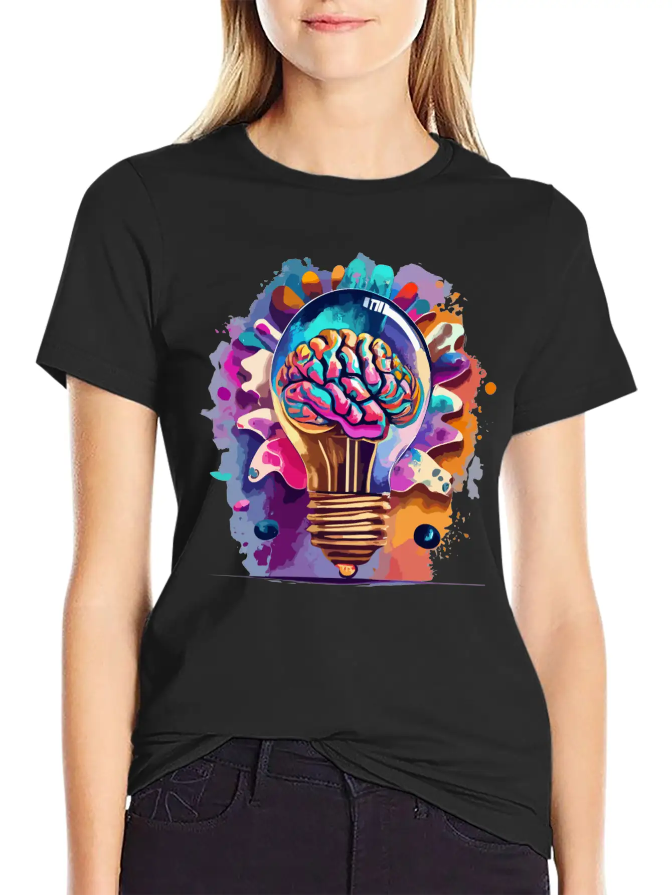Creative Brain Lightbulb Vector Relaxed Everyday Tee – Lightweight And Durable Cotton