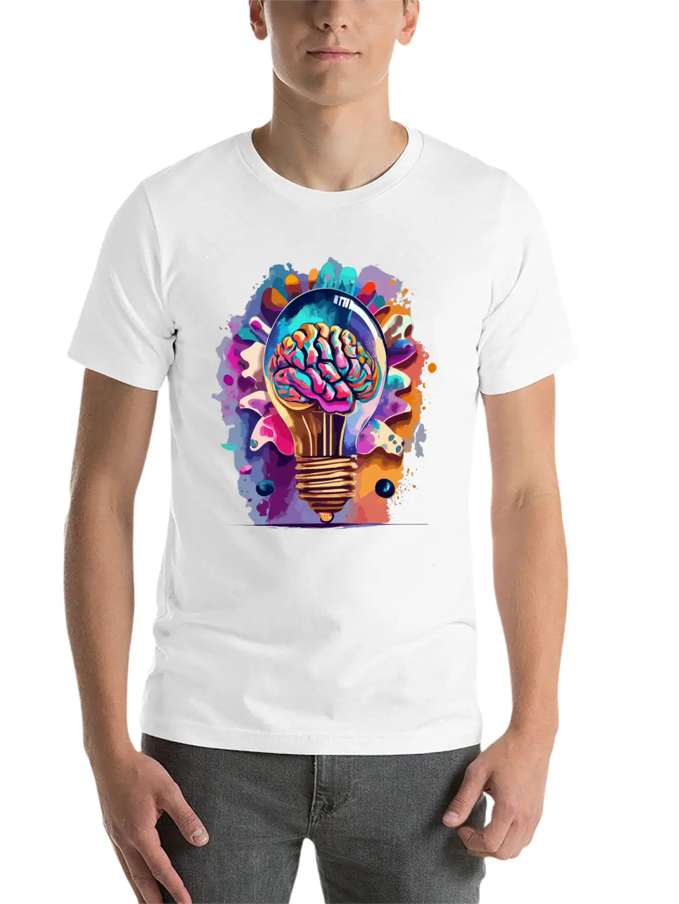 Creative Brain Lightbulb Vector Relaxed Everyday Tee – Lightweight And Durable Cotton
