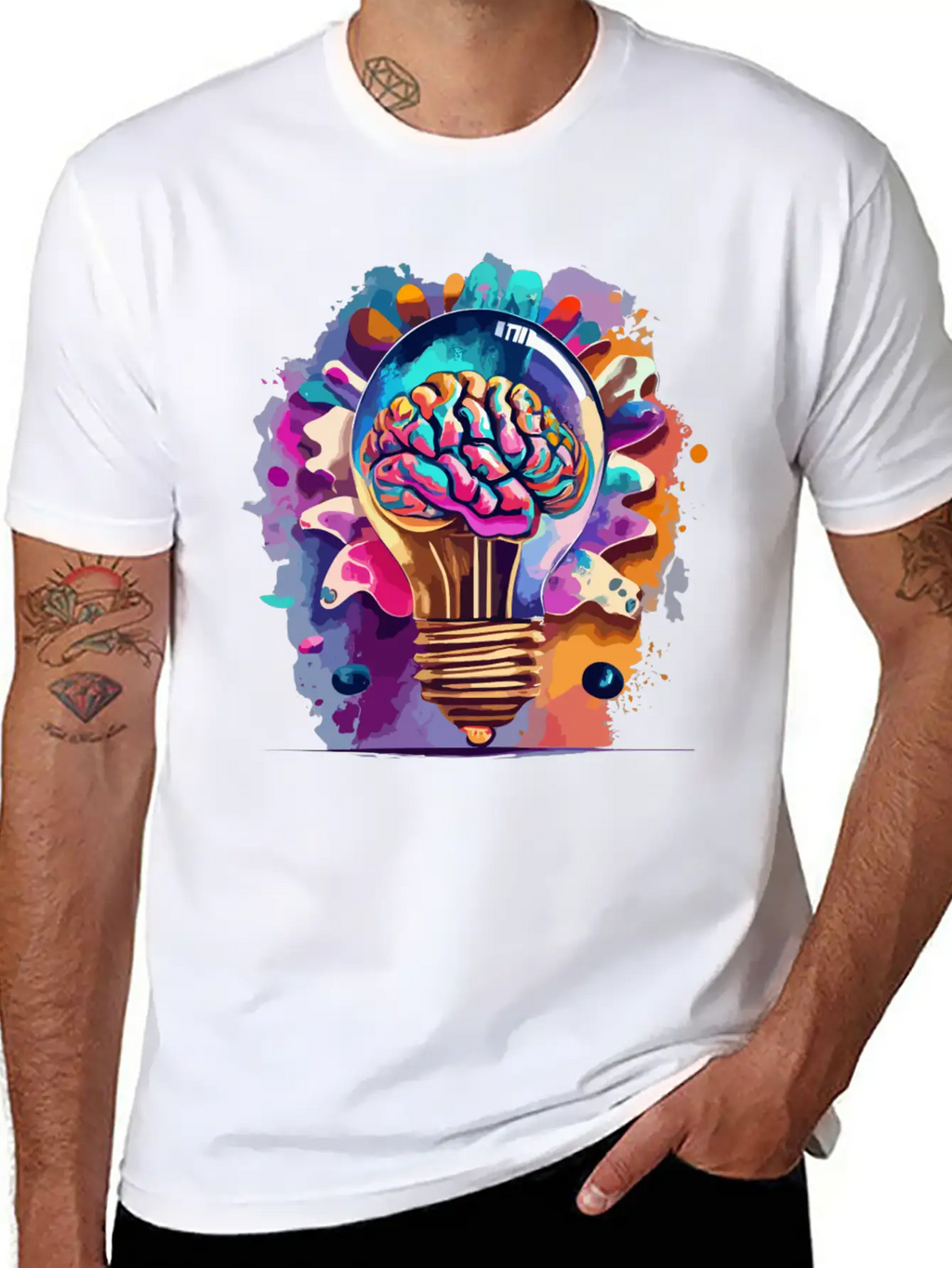 Creative Brain Lightbulb Vector Relaxed Everyday Tee – Lightweight And Durable Cotton