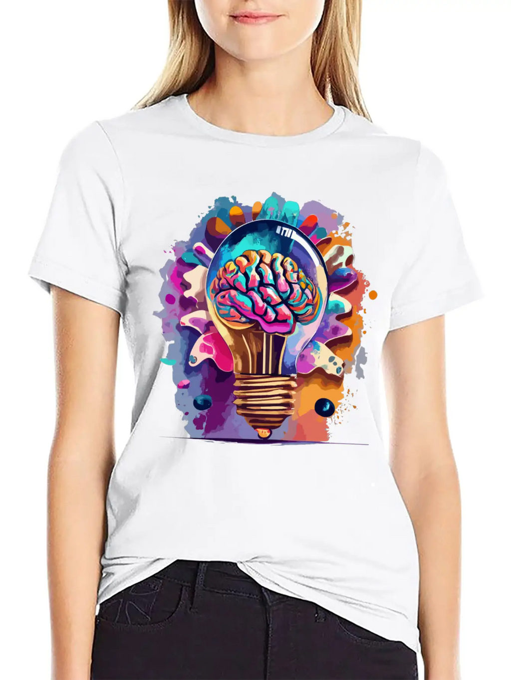 Creative Brain Lightbulb Vector Relaxed Everyday Tee – Lightweight And Durable Cotton