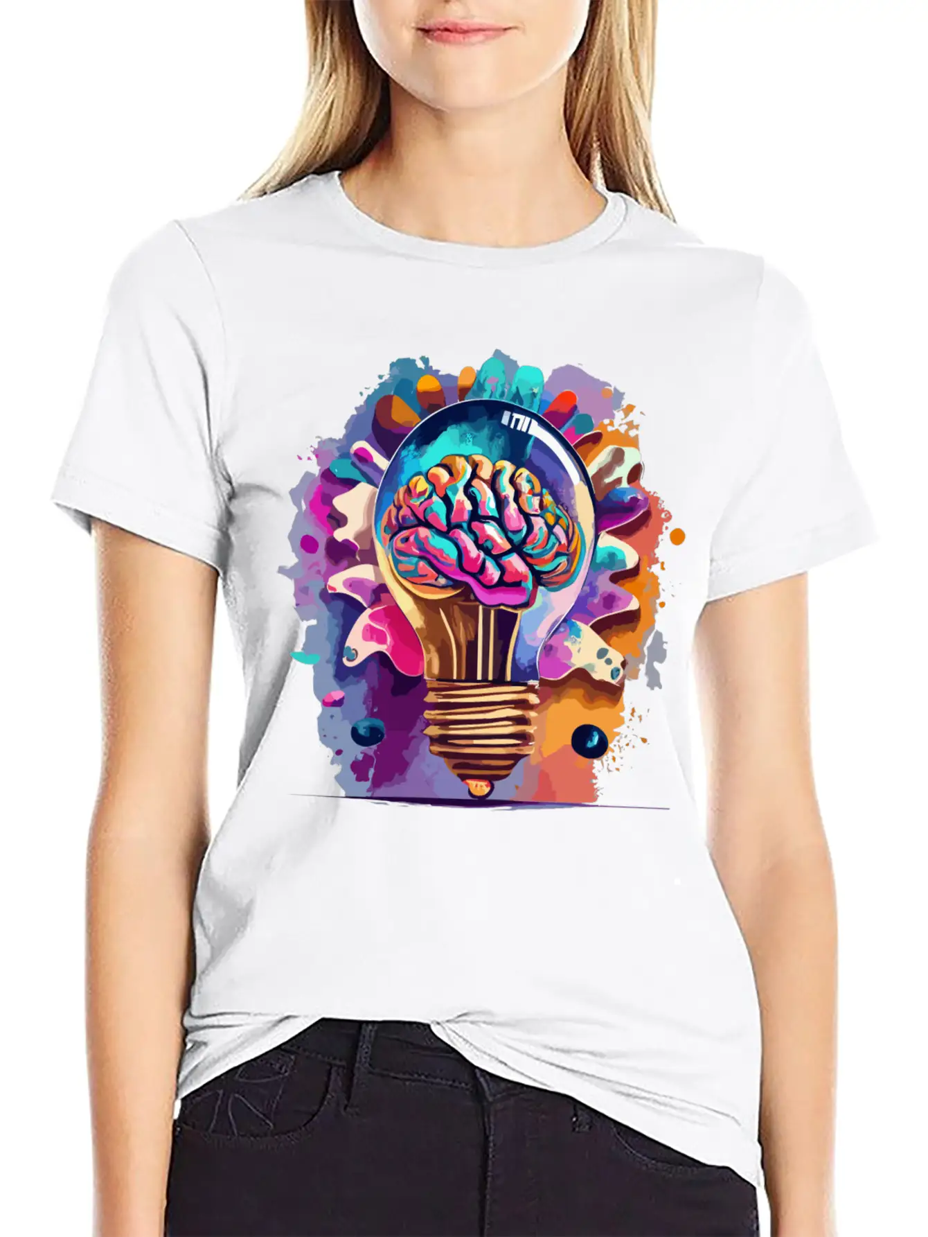 Creative Brain Lightbulb Vector Relaxed Everyday Tee – Lightweight And Durable Cotton