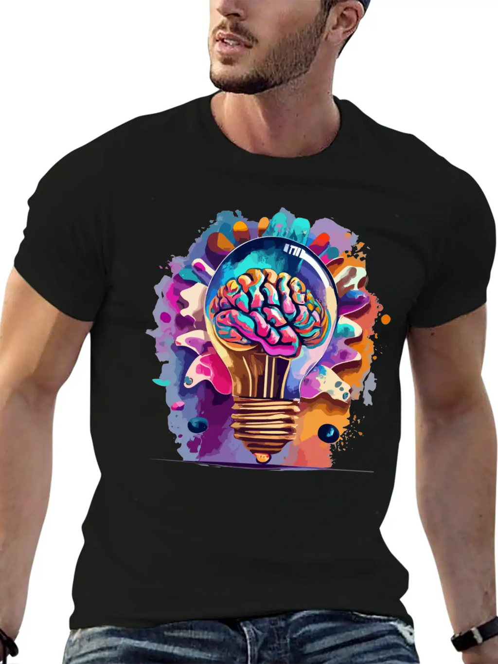 Creative Brain Lightbulb Vector Relaxed Everyday Tee – Lightweight And Durable Cotton
