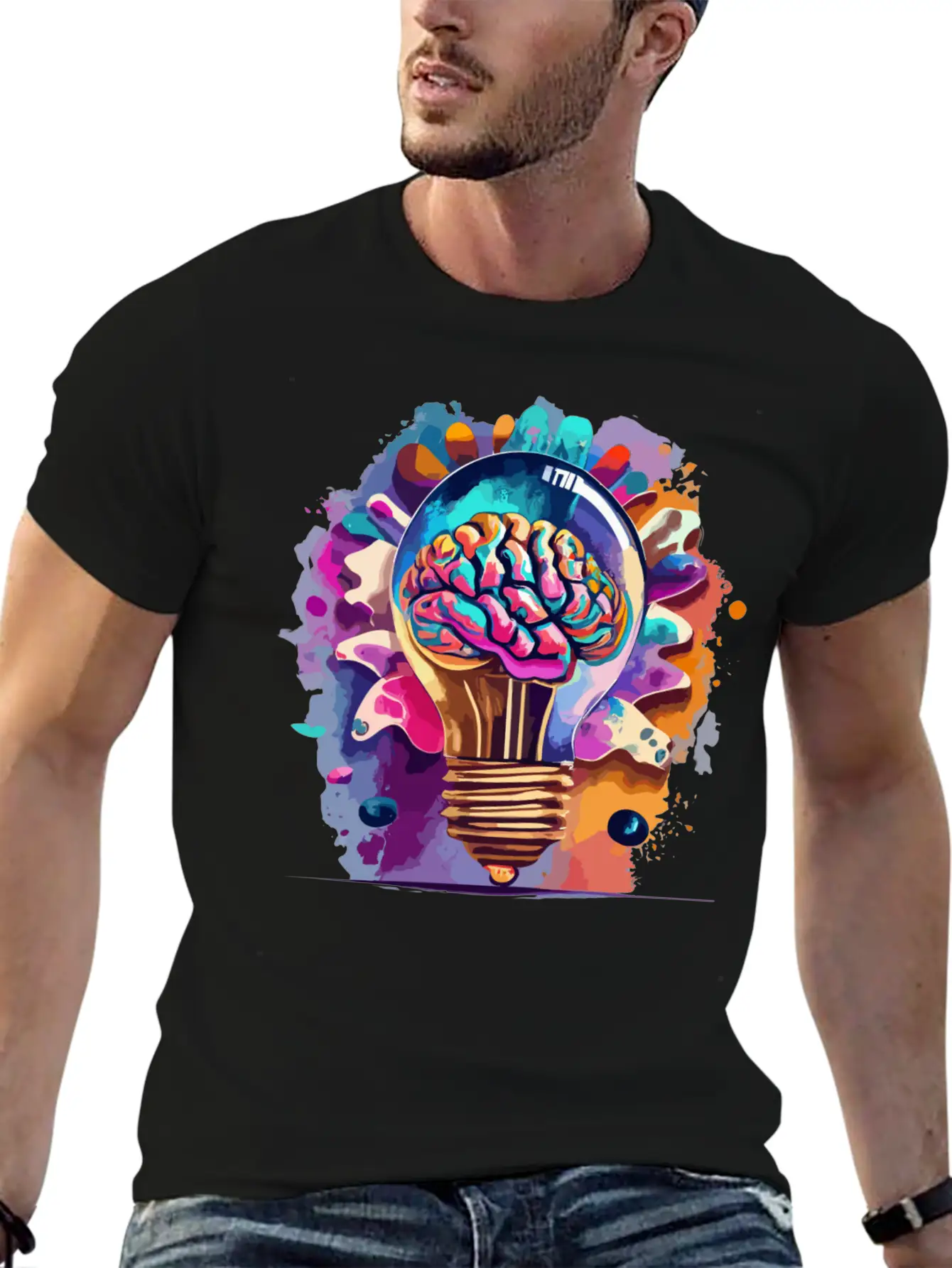 Creative Brain Lightbulb Vector Relaxed Everyday Tee – Lightweight And Durable Cotton