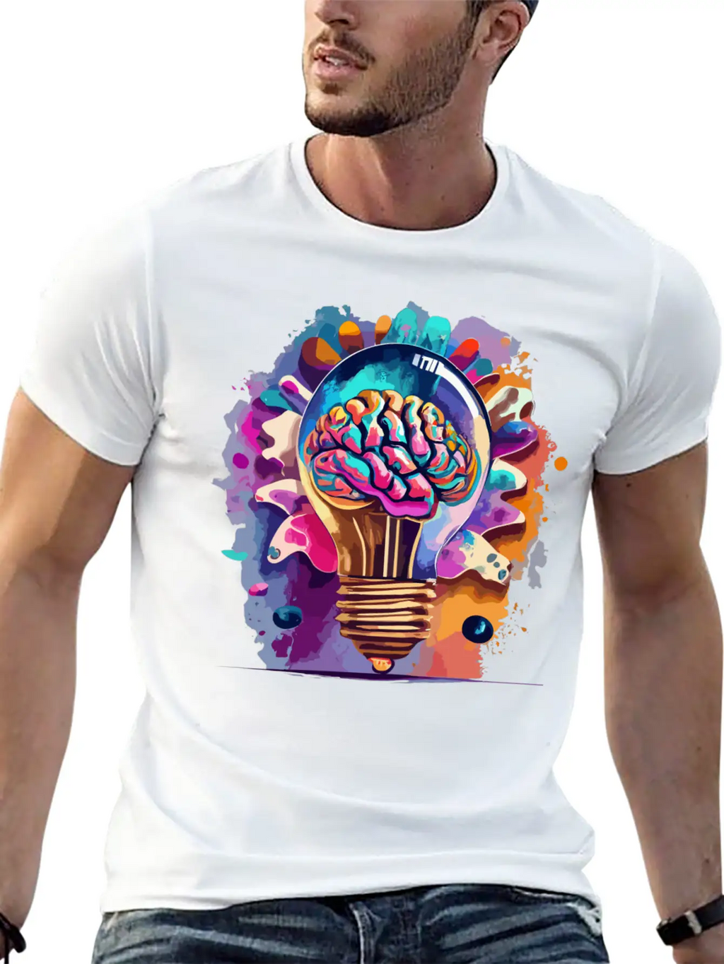 Creative Brain Lightbulb Vector Relaxed Everyday Tee – Lightweight And Durable Cotton