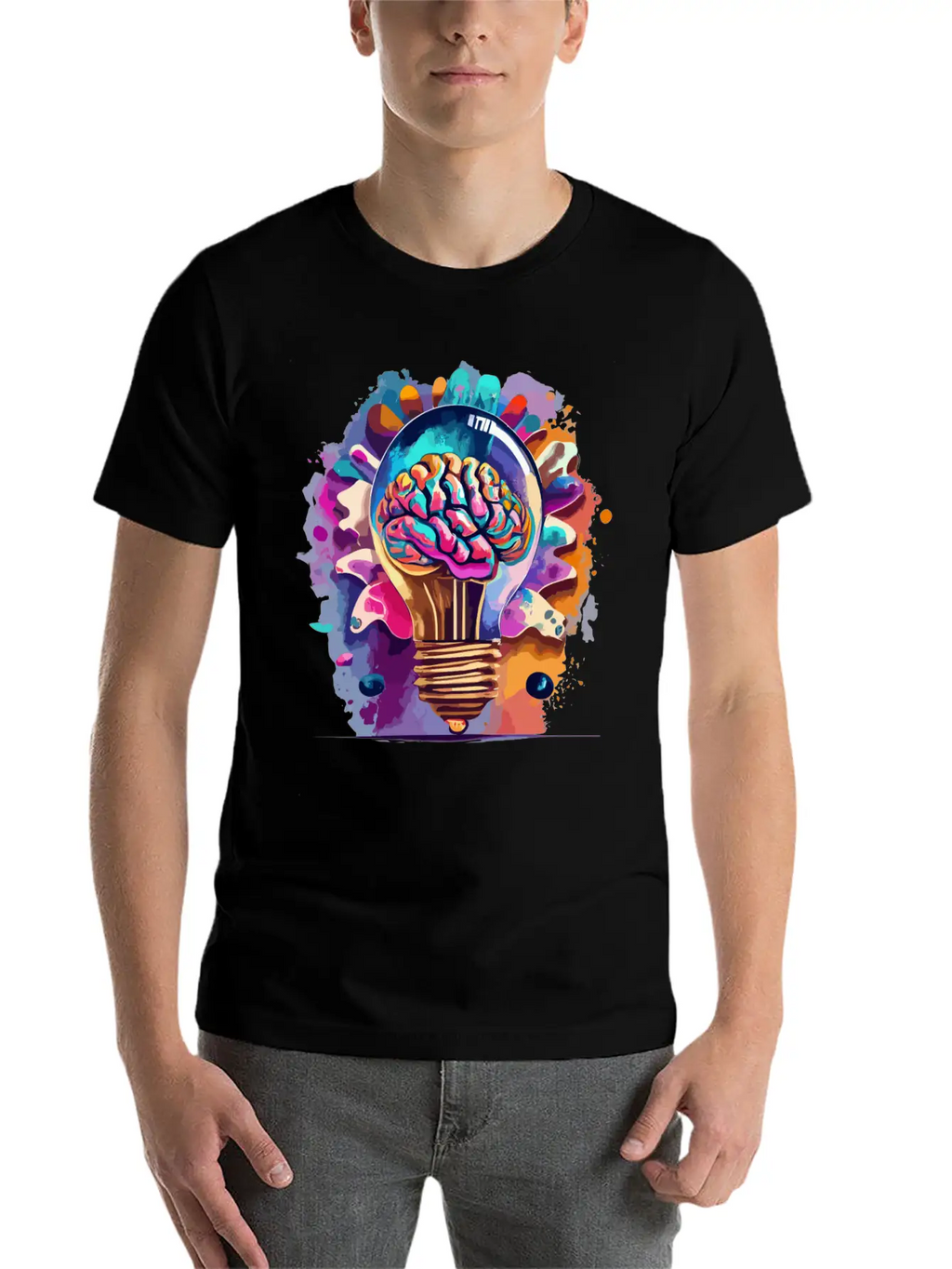 Creative Brain Lightbulb Vector Relaxed Everyday Tee – Lightweight And Durable Cotton