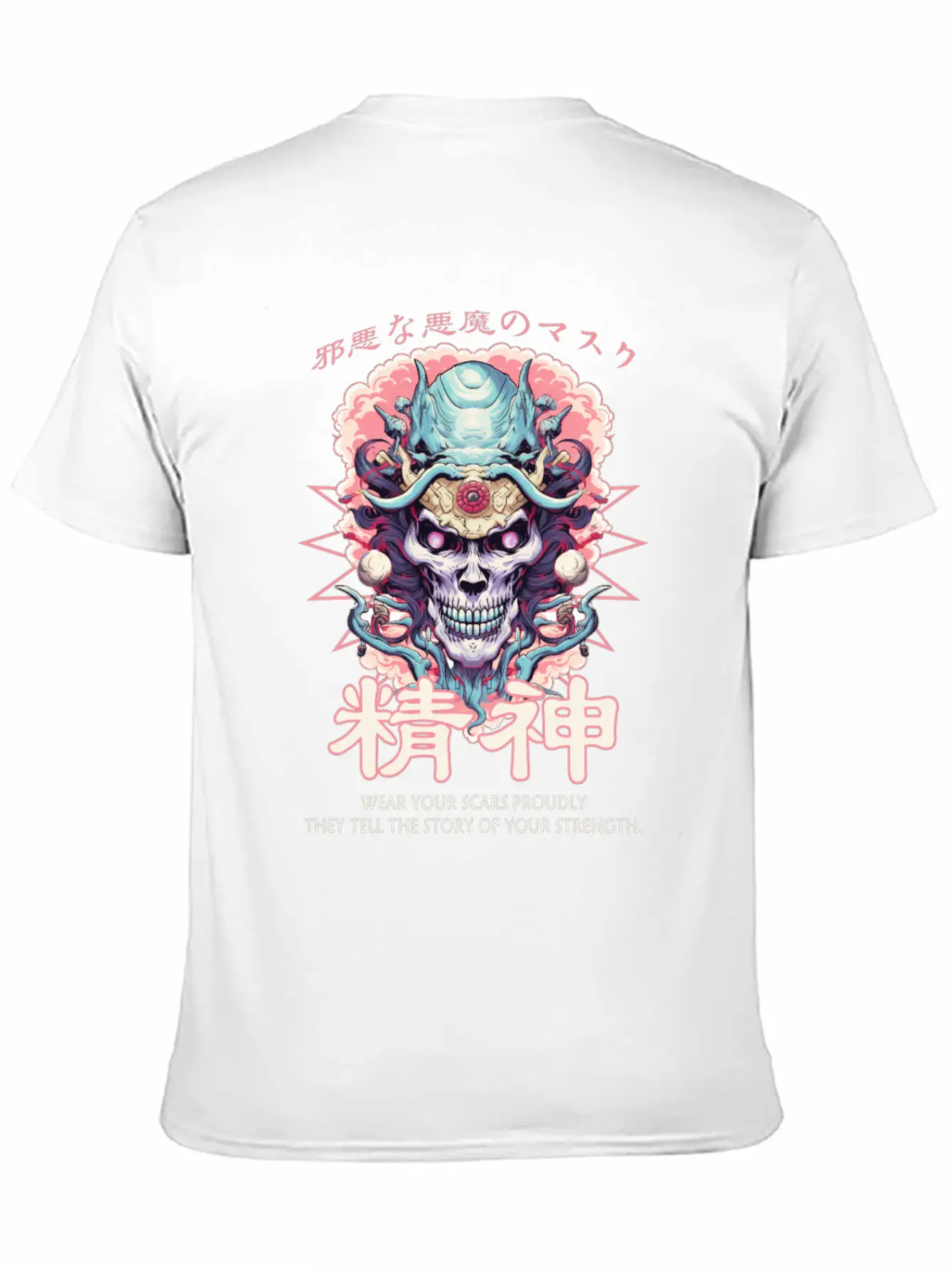 Creepy Oni Mask Japanese Streetwear Hiphop Harajuk Classic Cotton Tee – Unisex Comfort For Any Season