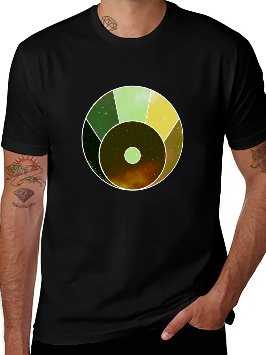 Crescent Moon Above (yellow And Green) Timeless Short Sleeve Tee – Comfy And Minimalist Design