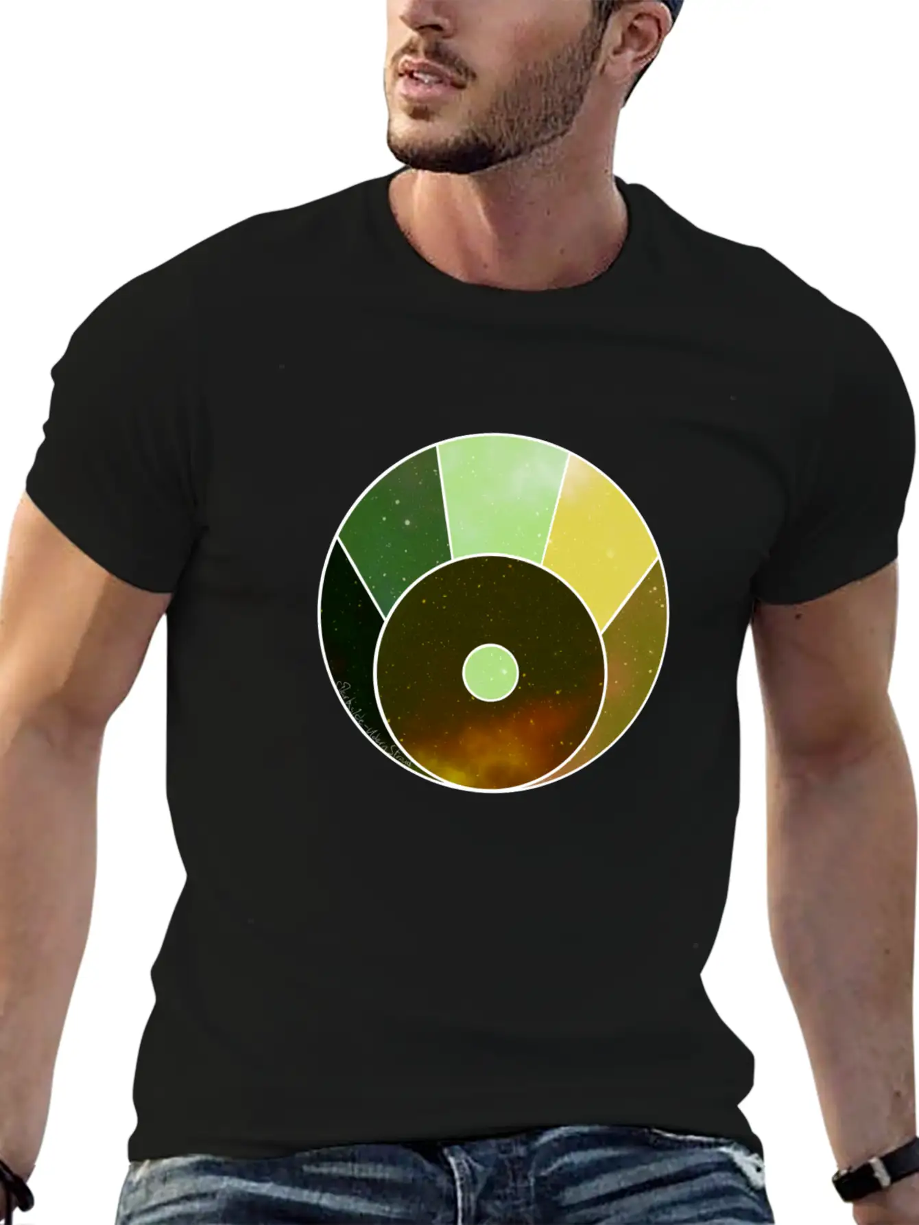 Crescent Moon Above (yellow And Green) Timeless Short Sleeve Tee – Comfy And Minimalist Design