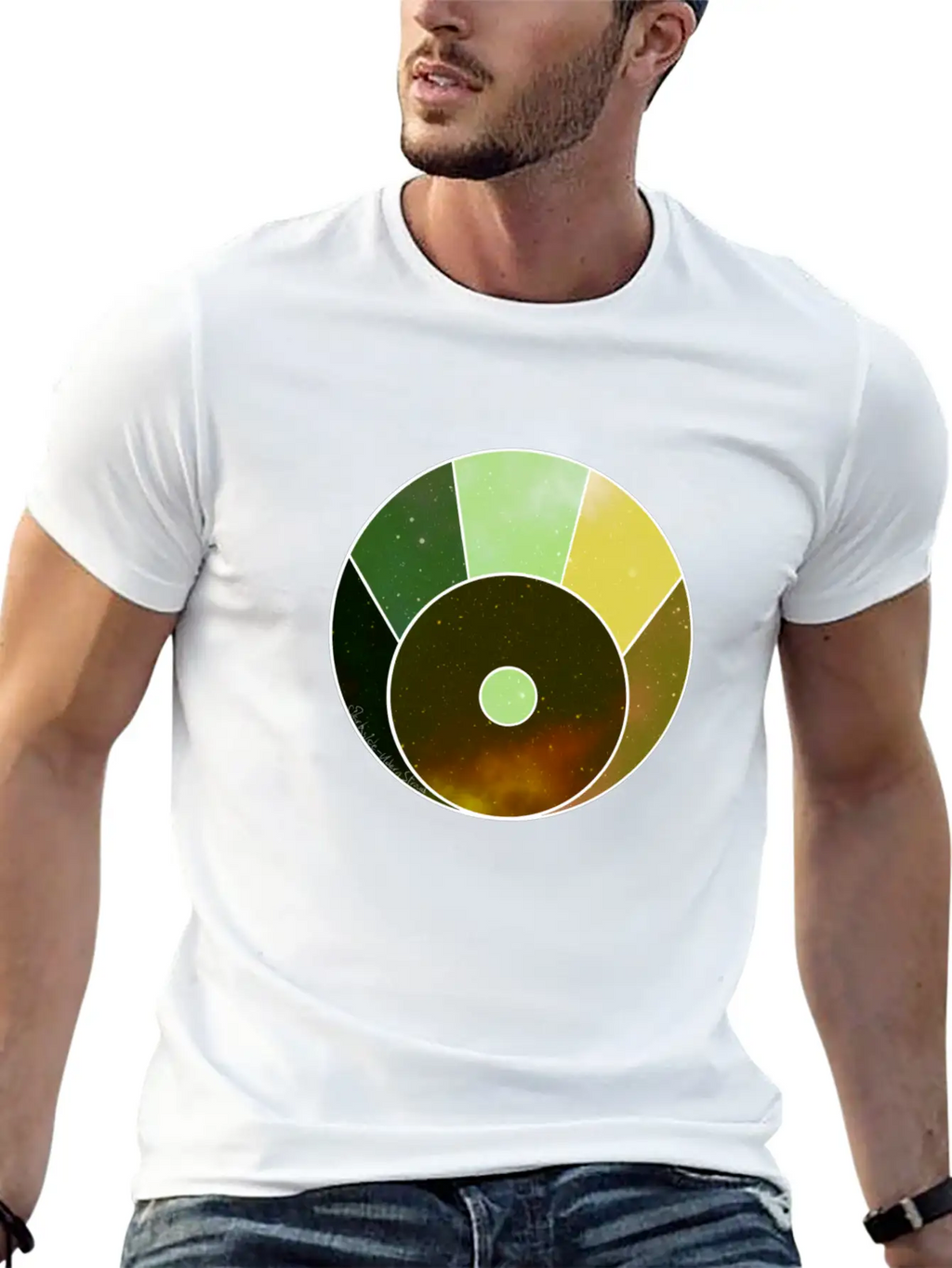 Crescent Moon Above (yellow And Green) Timeless Short Sleeve Tee – Comfy And Minimalist Design