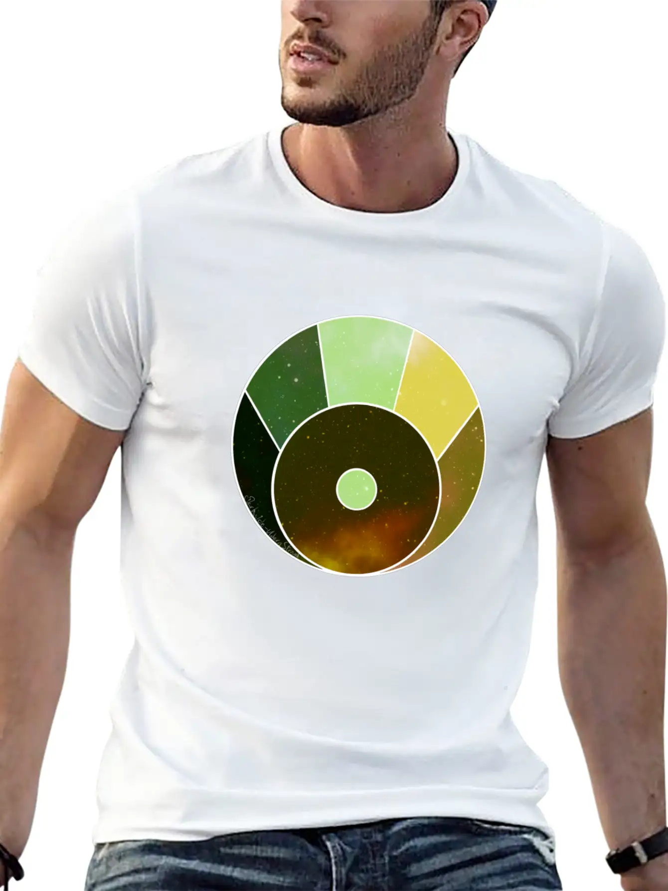 Crescent Moon Above (yellow And Green) Timeless Short Sleeve Tee – Comfy And Minimalist Design