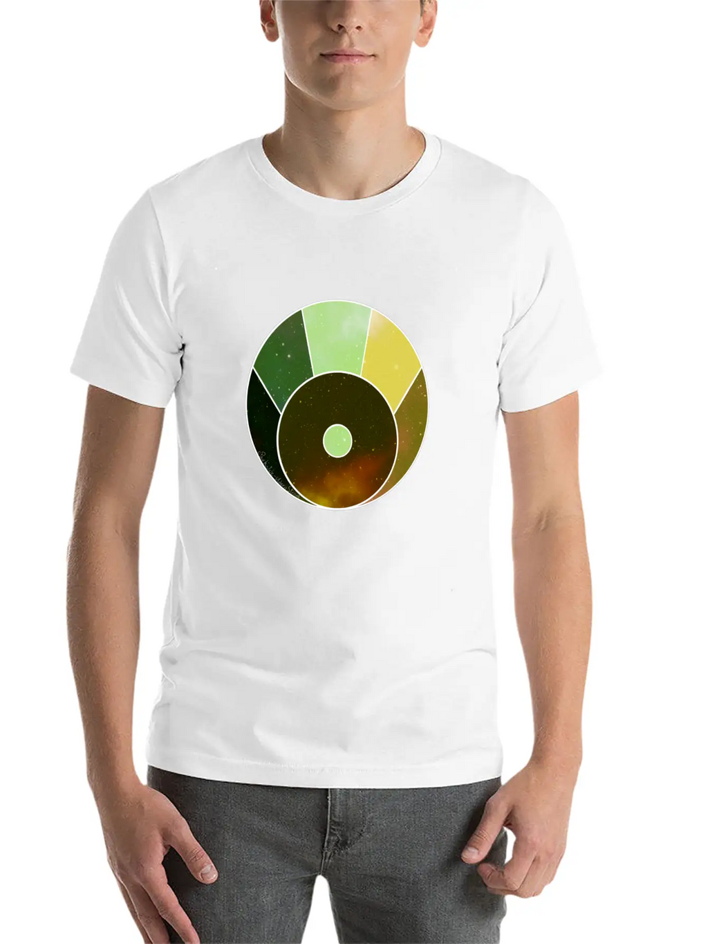 Crescent Moon Above (yellow And Green) Timeless Short Sleeve Tee – Comfy And Minimalist Design