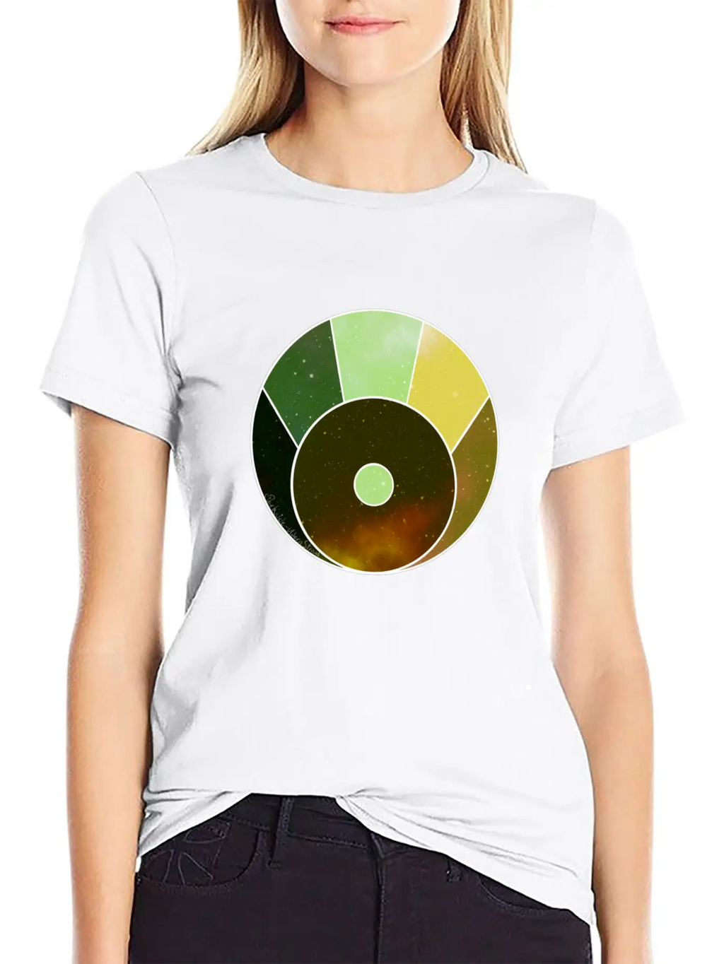 Crescent Moon Above (yellow And Green) Timeless Short Sleeve Tee – Comfy And Minimalist Design