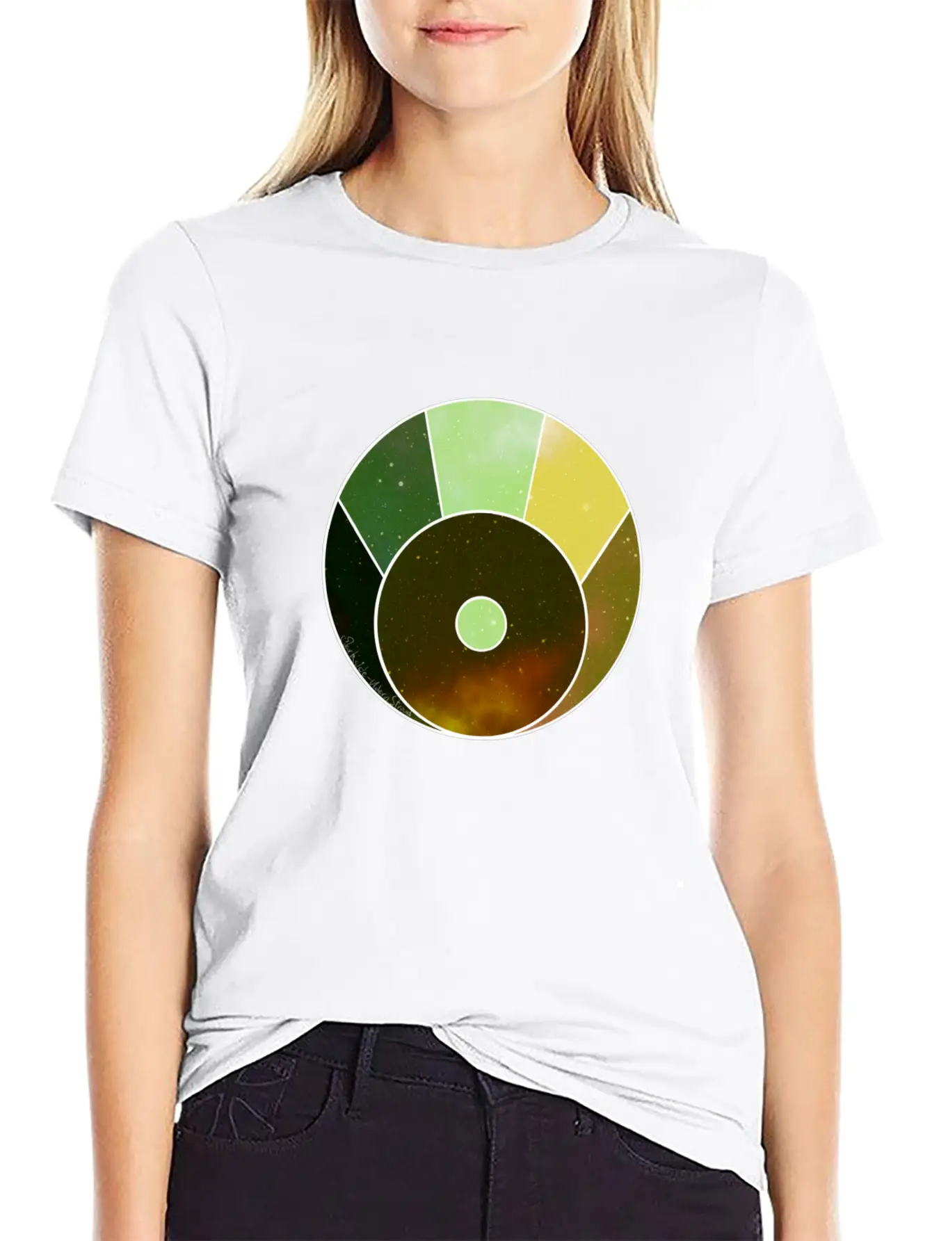 Crescent Moon Above (yellow And Green) Timeless Short Sleeve Tee – Comfy And Minimalist Design