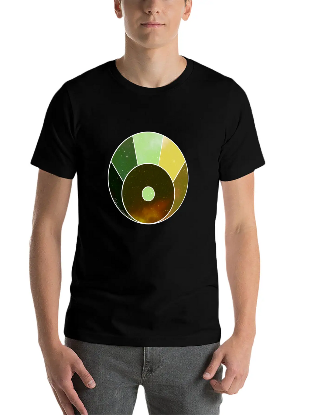 Crescent Moon Above (yellow And Green) Timeless Short Sleeve Tee – Comfy And Minimalist Design