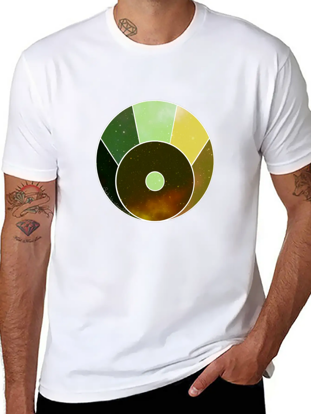 Crescent Moon Above (yellow And Green) Timeless Short Sleeve Tee – Comfy And Minimalist Design