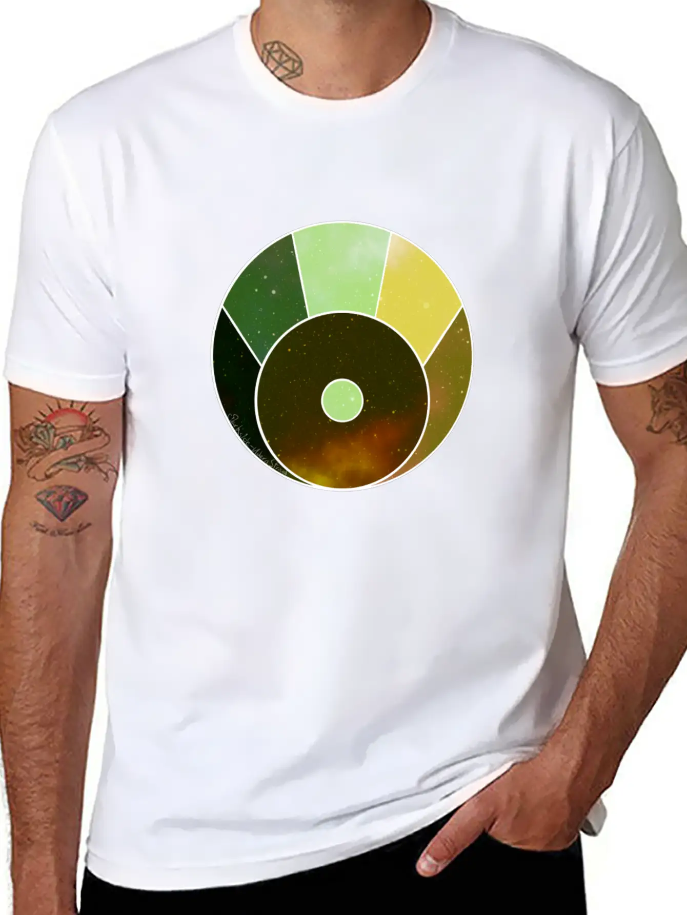 Crescent Moon Above (yellow And Green) Timeless Short Sleeve Tee – Comfy And Minimalist Design