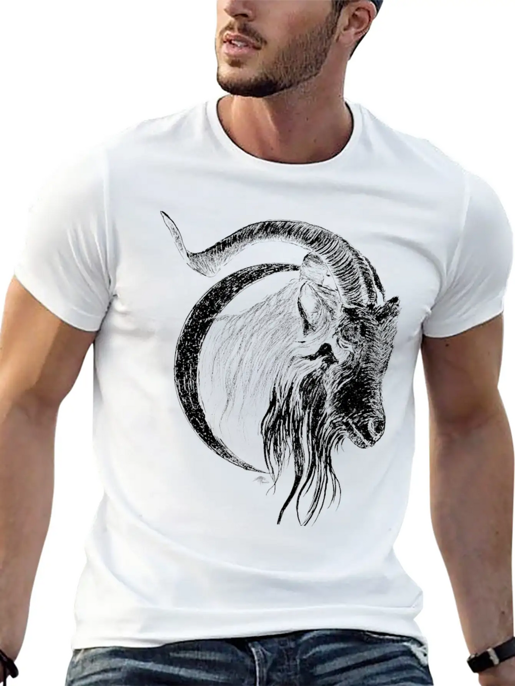 Crescent Moon Goat Breathable Graphic T-Shirt – Perfect For Casual Days