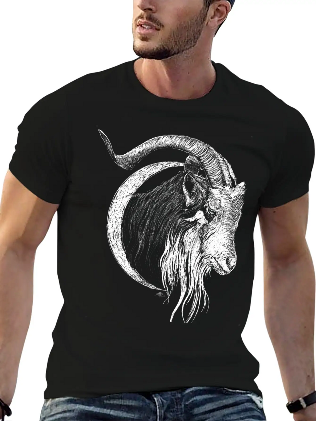 Crescent Moon Goat Breathable Graphic T-Shirt – Perfect For Casual Days