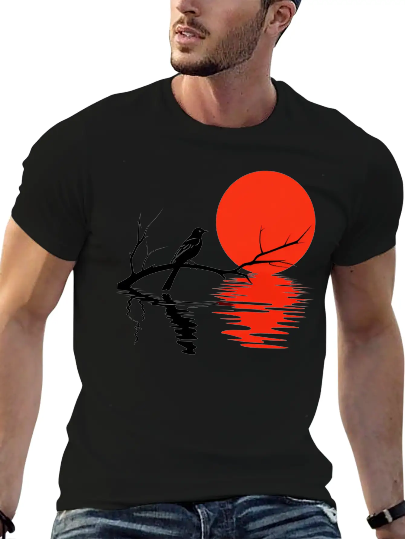 Crimson Sunset Serenade Essential Unisex Summer Tee – Soft Cotton Casual Fit