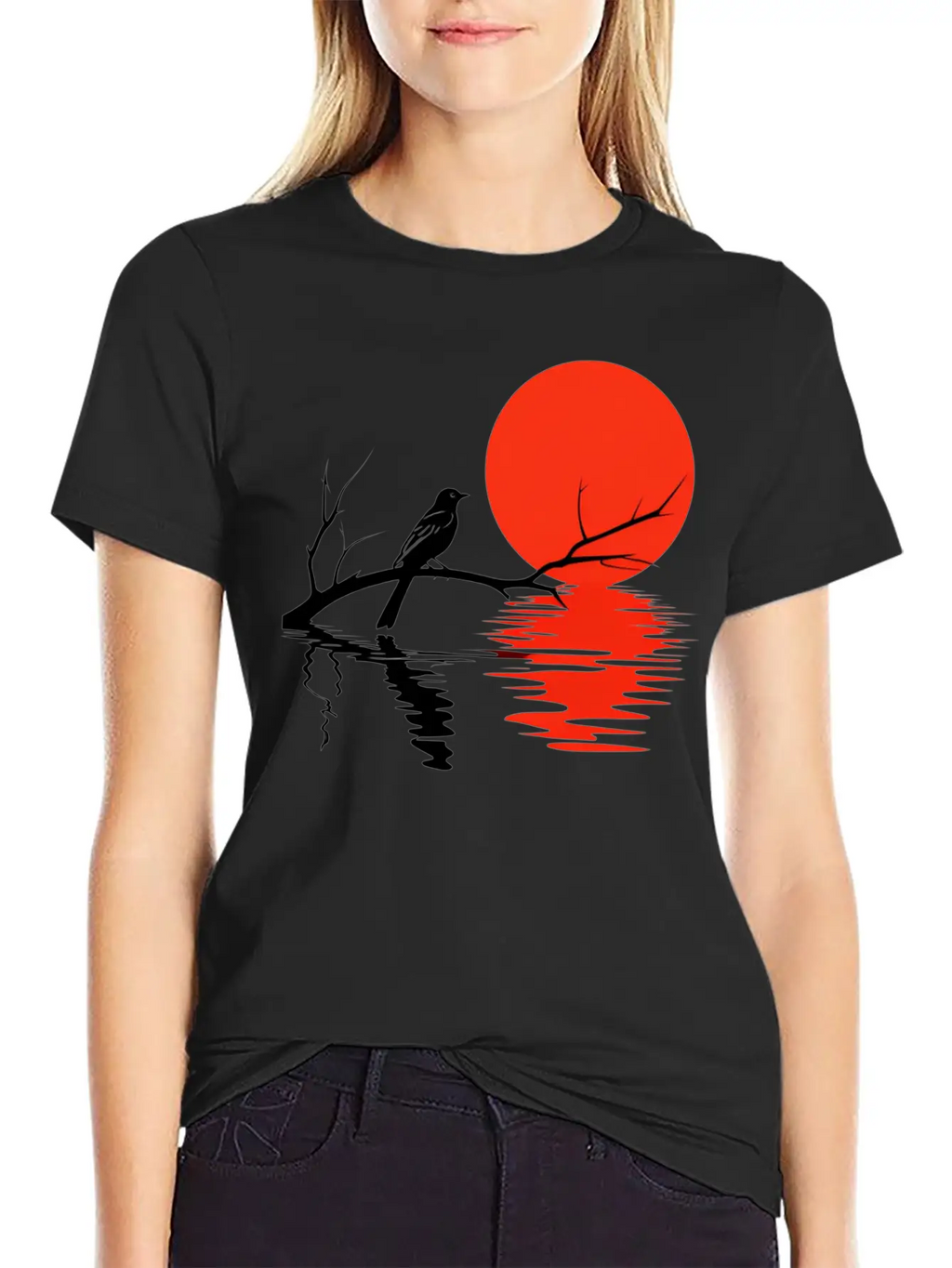 Crimson Sunset Serenade Essential Unisex Summer Tee – Soft Cotton Casual Fit