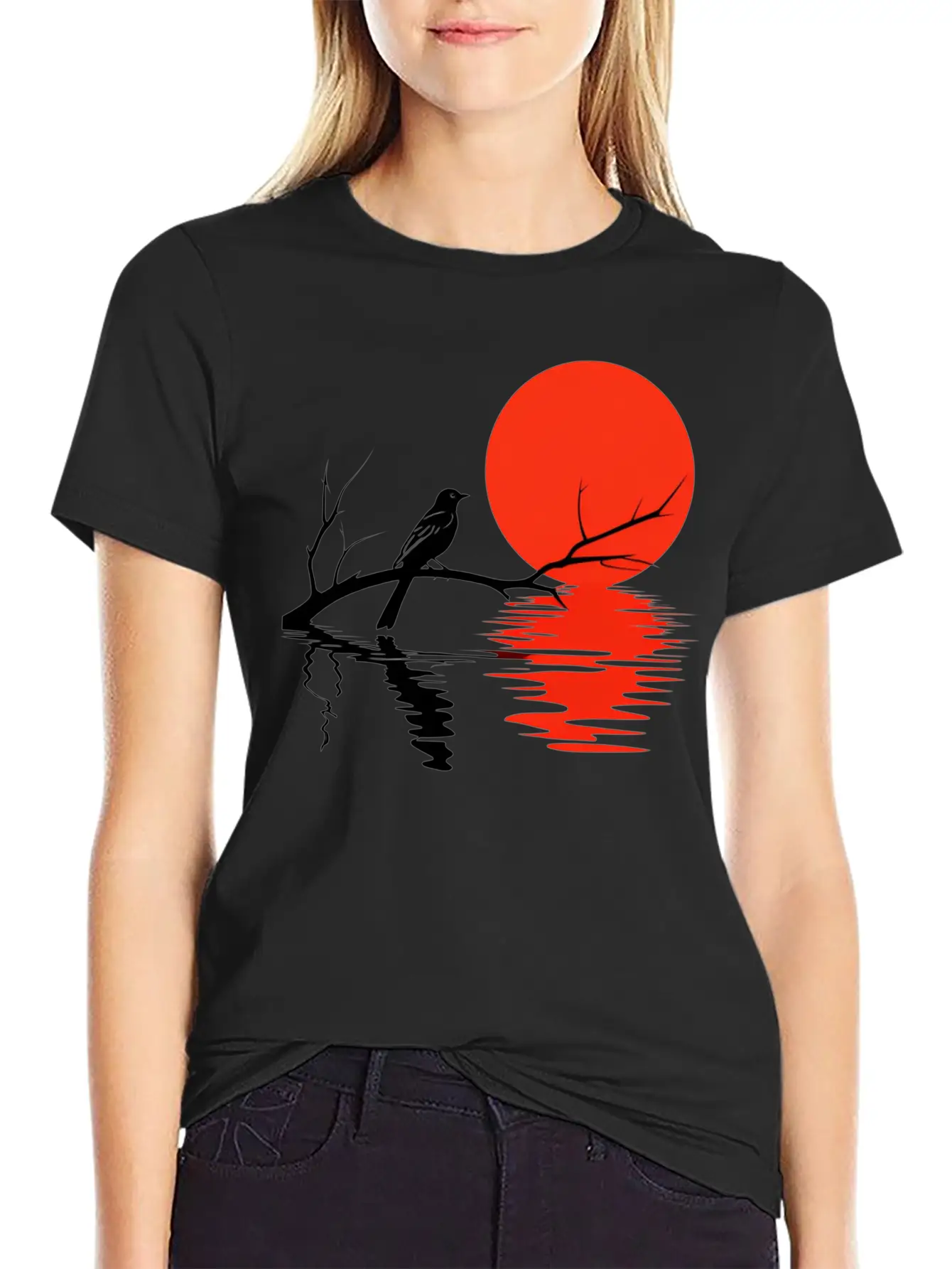 Crimson Sunset Serenade Essential Unisex Summer Tee – Soft Cotton Casual Fit