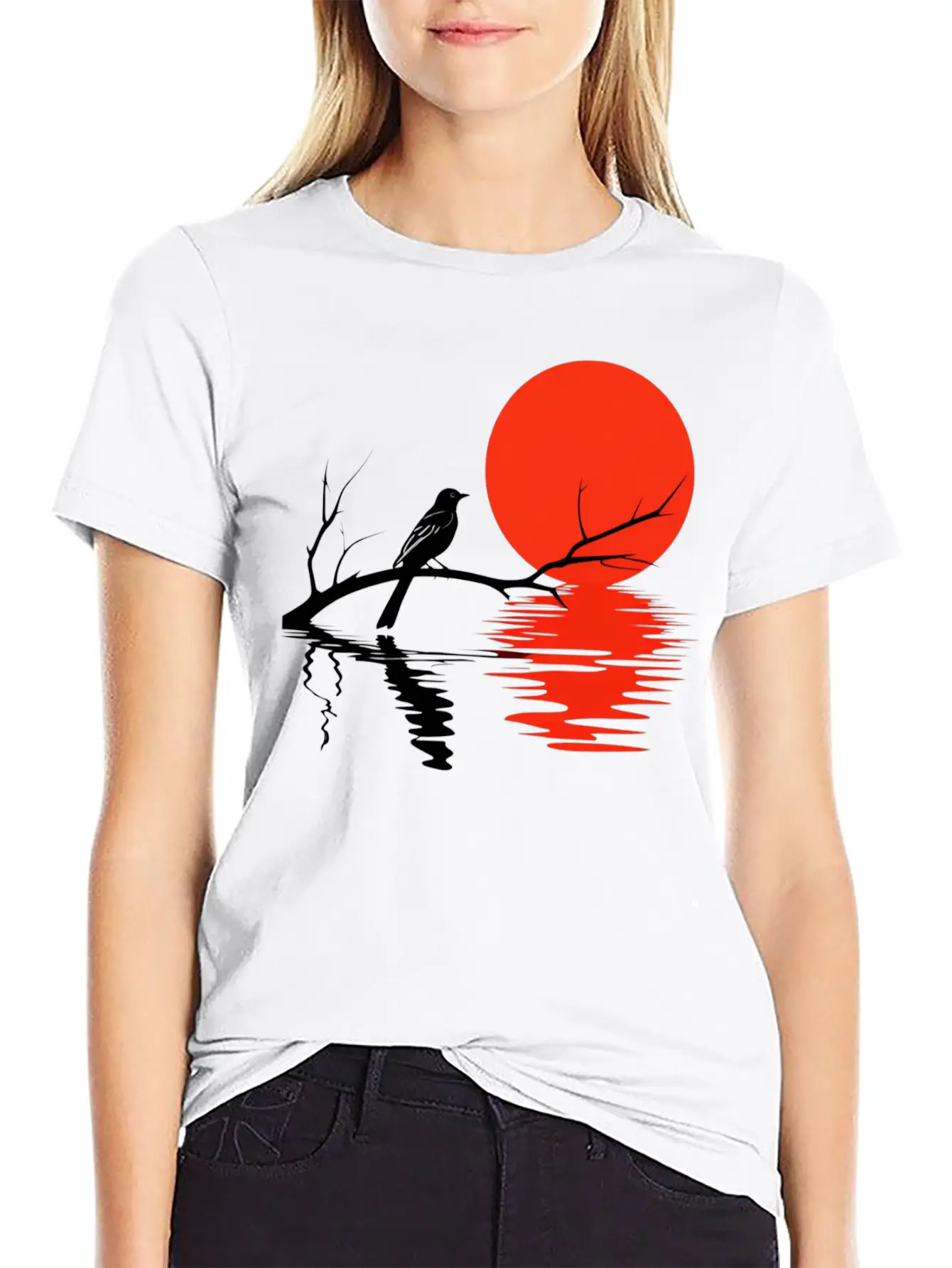 Crimson Sunset Serenade Essential Unisex Summer Tee – Soft Cotton Casual Fit