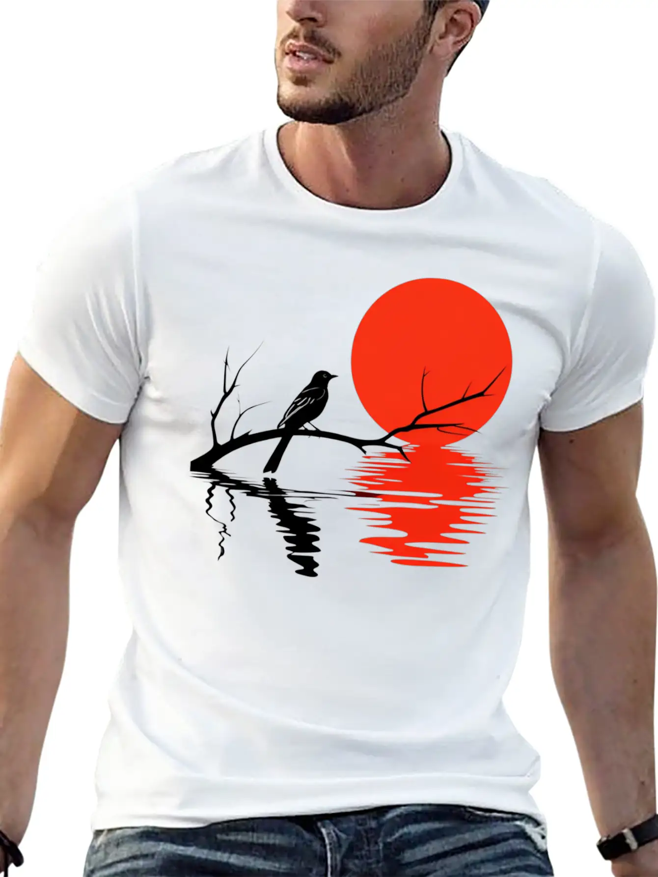 Crimson Sunset Serenade Essential Unisex Summer Tee – Soft Cotton Casual Fit