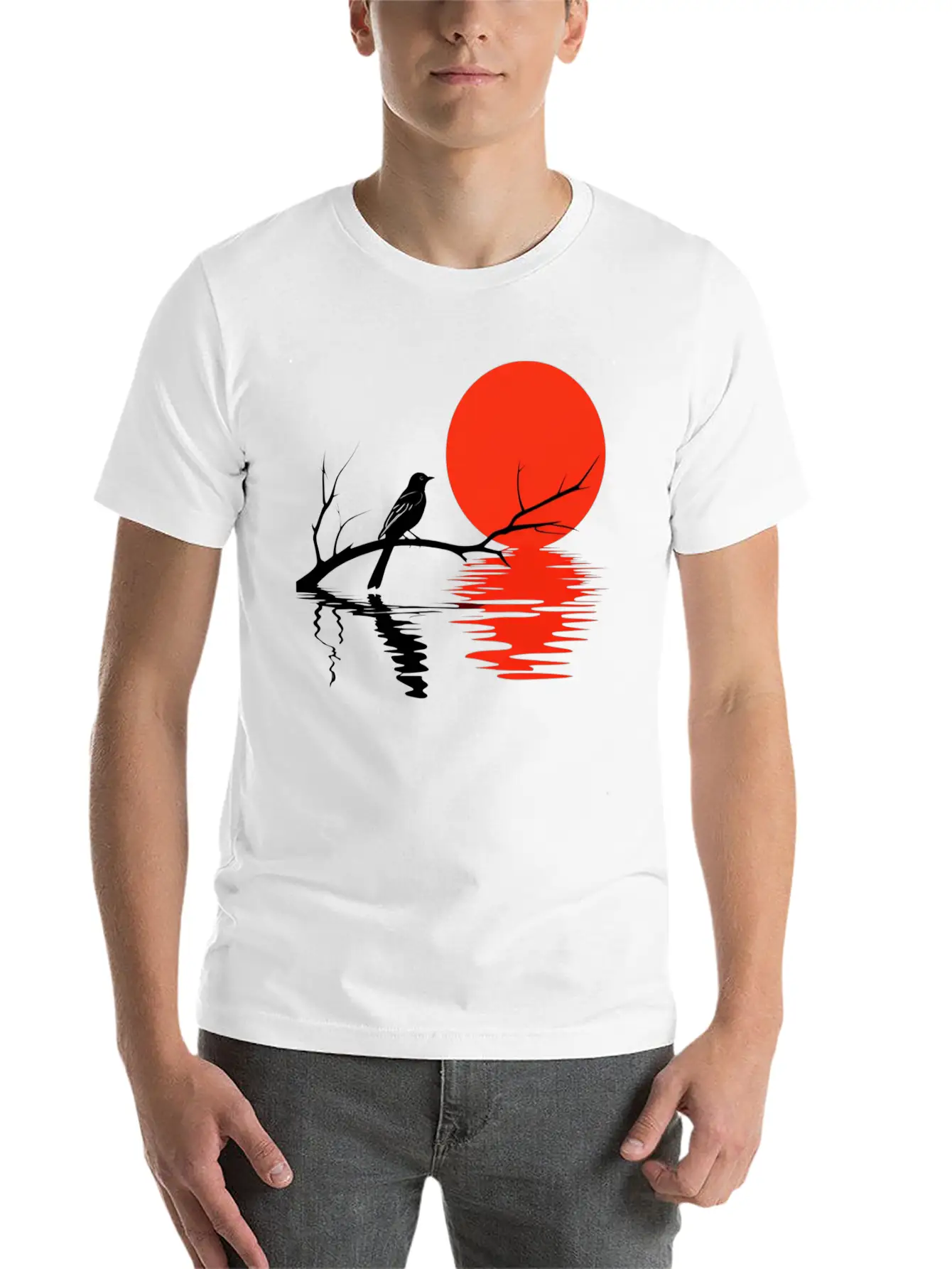 Crimson Sunset Serenade Essential Unisex Summer Tee – Soft Cotton Casual Fit