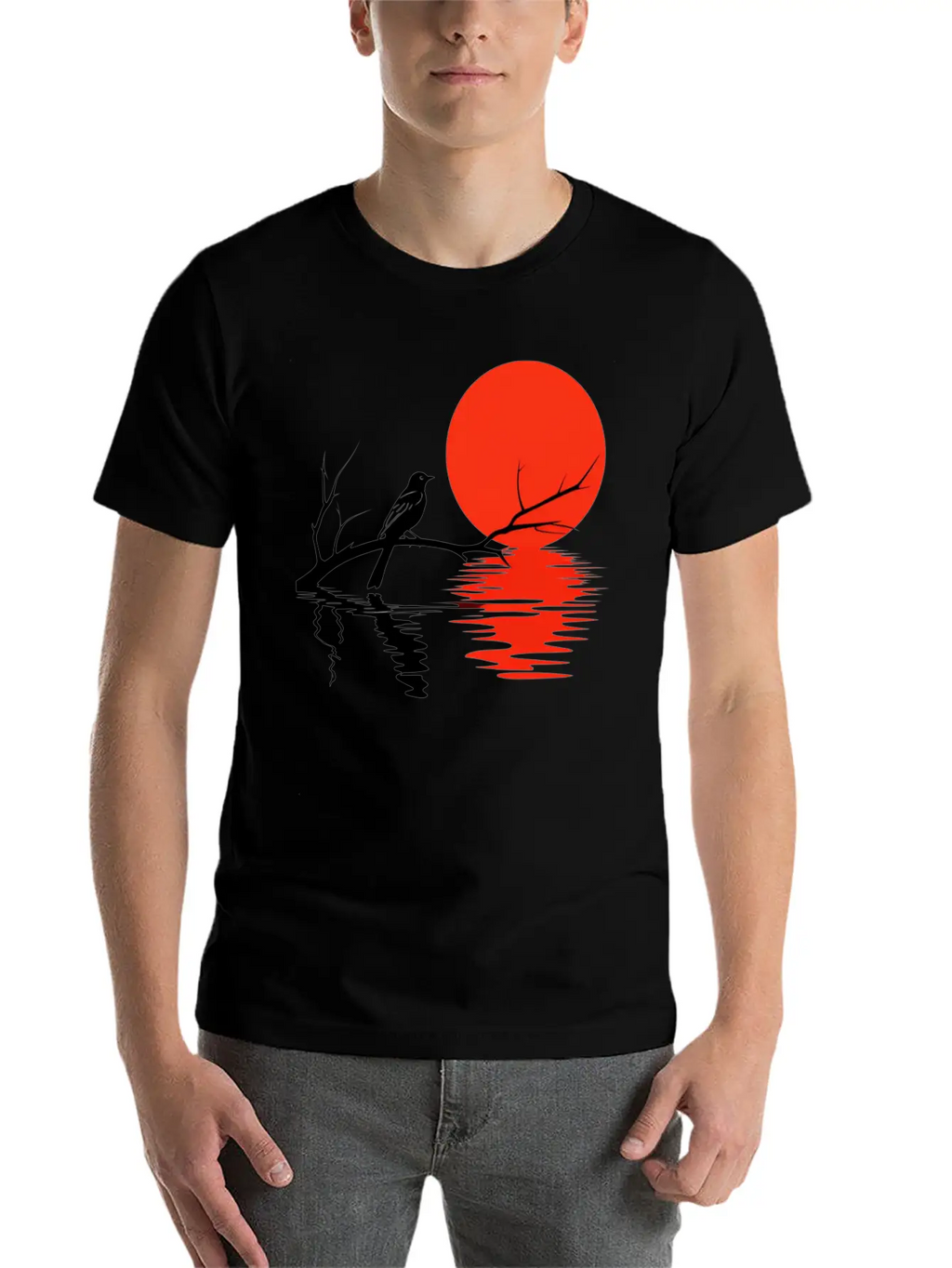 Crimson Sunset Serenade Essential Unisex Summer Tee – Soft Cotton Casual Fit