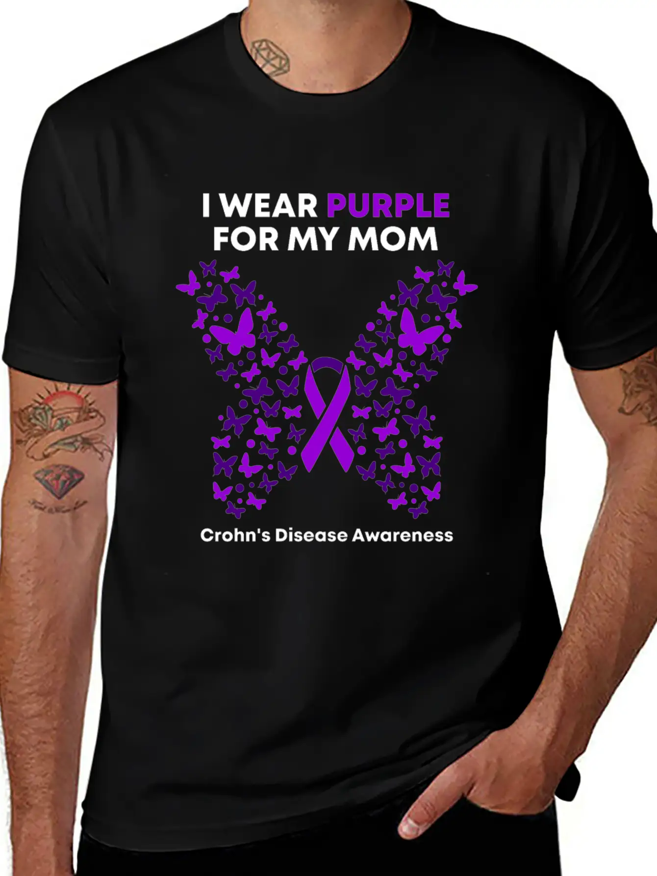 Crohn's Disease Awareness - Purple Warrior Fight Breathable Graphic T-Shirt – Perfect For Casual Days