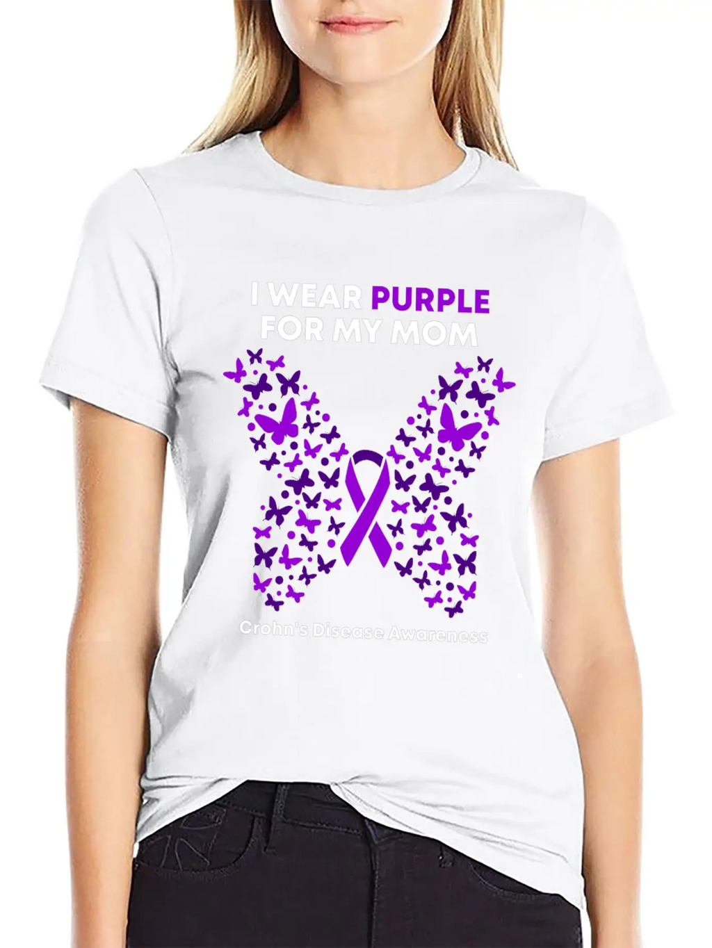 Crohn's Disease Awareness - Purple Warrior Fight Breathable Graphic T-Shirt – Perfect For Casual Days