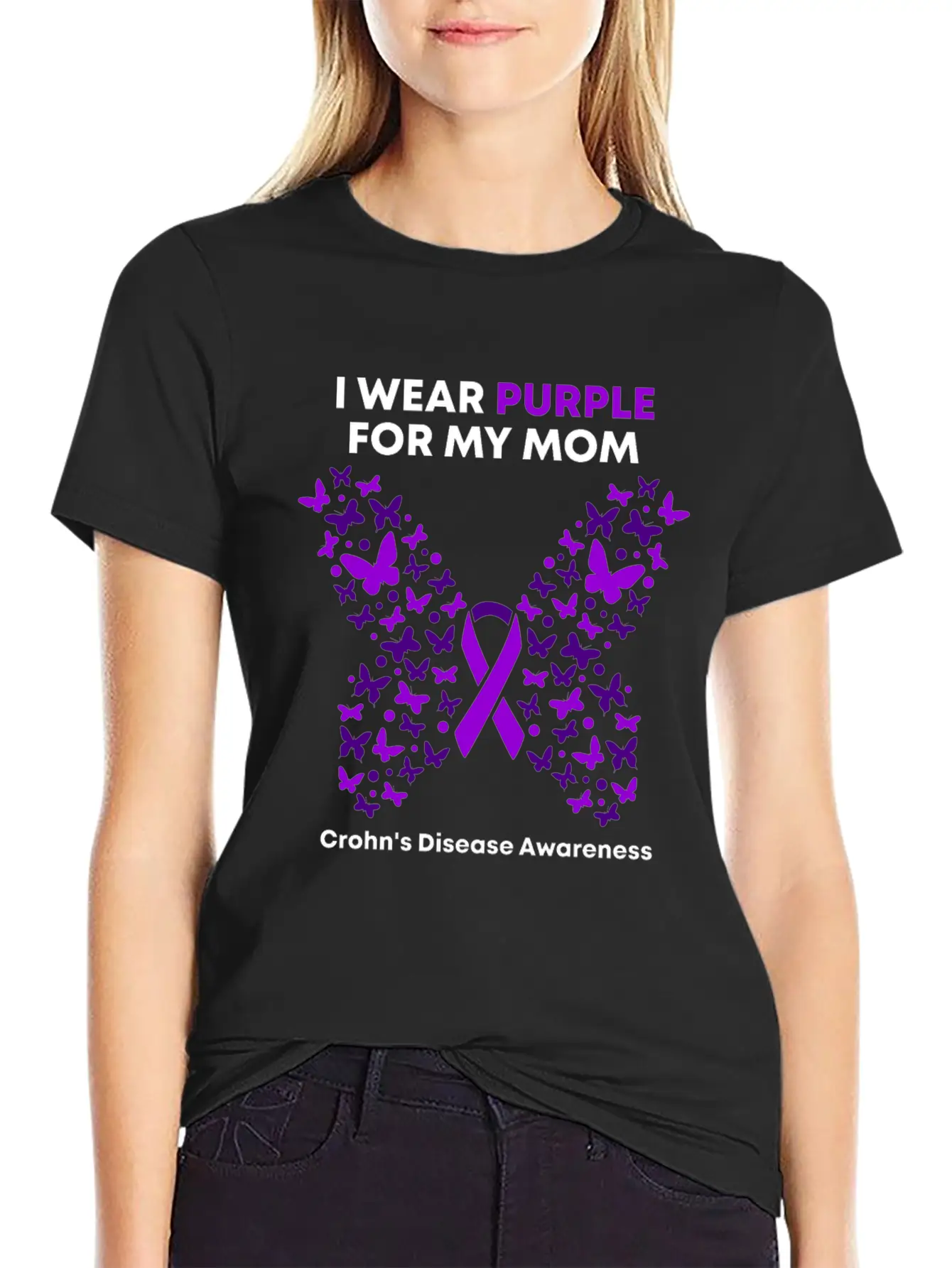 Crohn's Disease Awareness - Purple Warrior Fight Breathable Graphic T-Shirt – Perfect For Casual Days