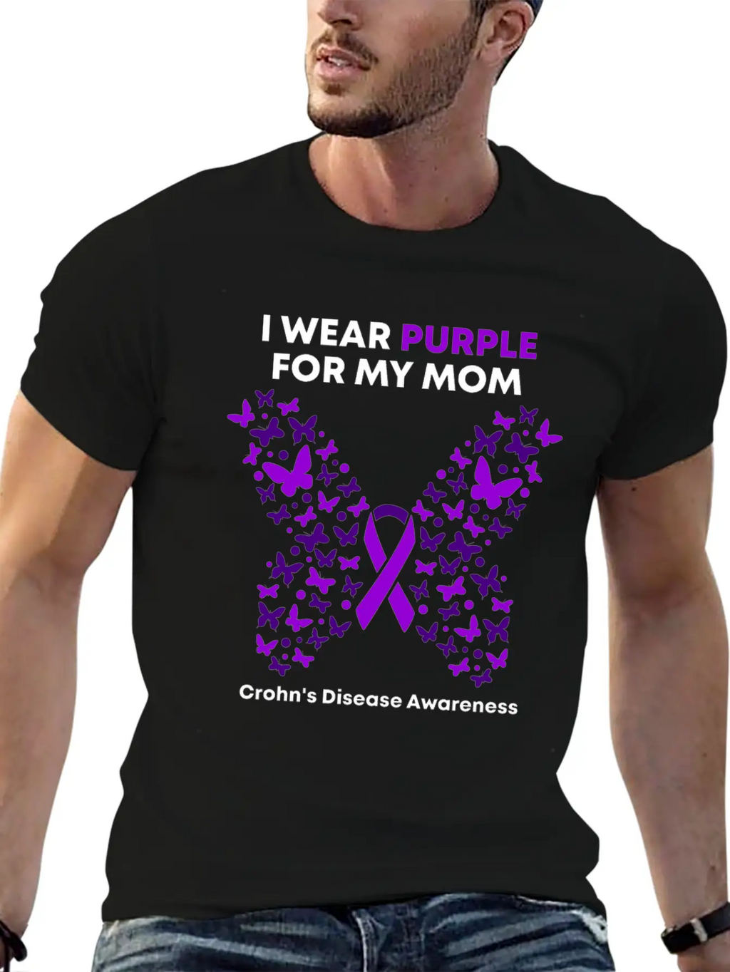 Crohn's Disease Awareness - Purple Warrior Fight Breathable Graphic T-Shirt – Perfect For Casual Days
