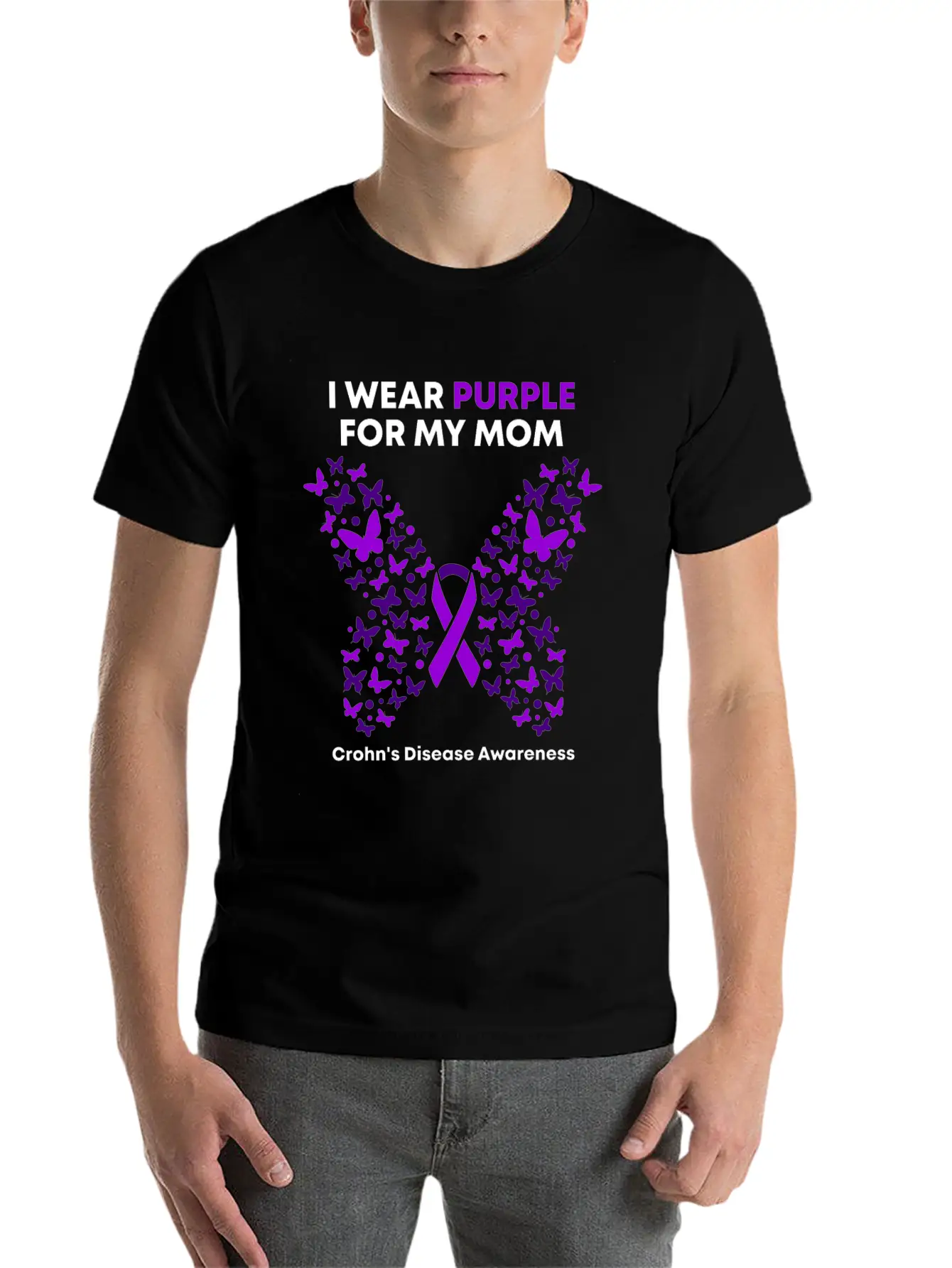 Crohn's Disease Awareness - Purple Warrior Fight Breathable Graphic T-Shirt – Perfect For Casual Days