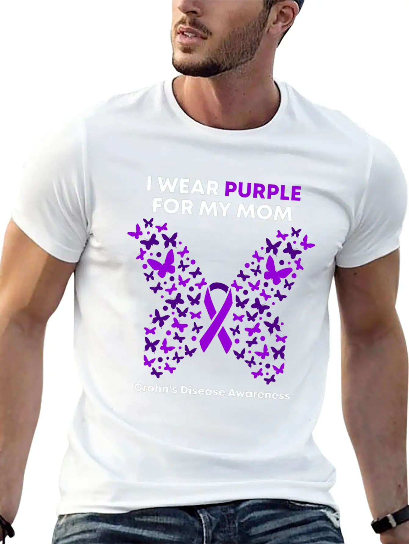 Crohn's Disease Awareness - Purple Warrior Fight Breathable Graphic T-Shirt – Perfect For Casual Days