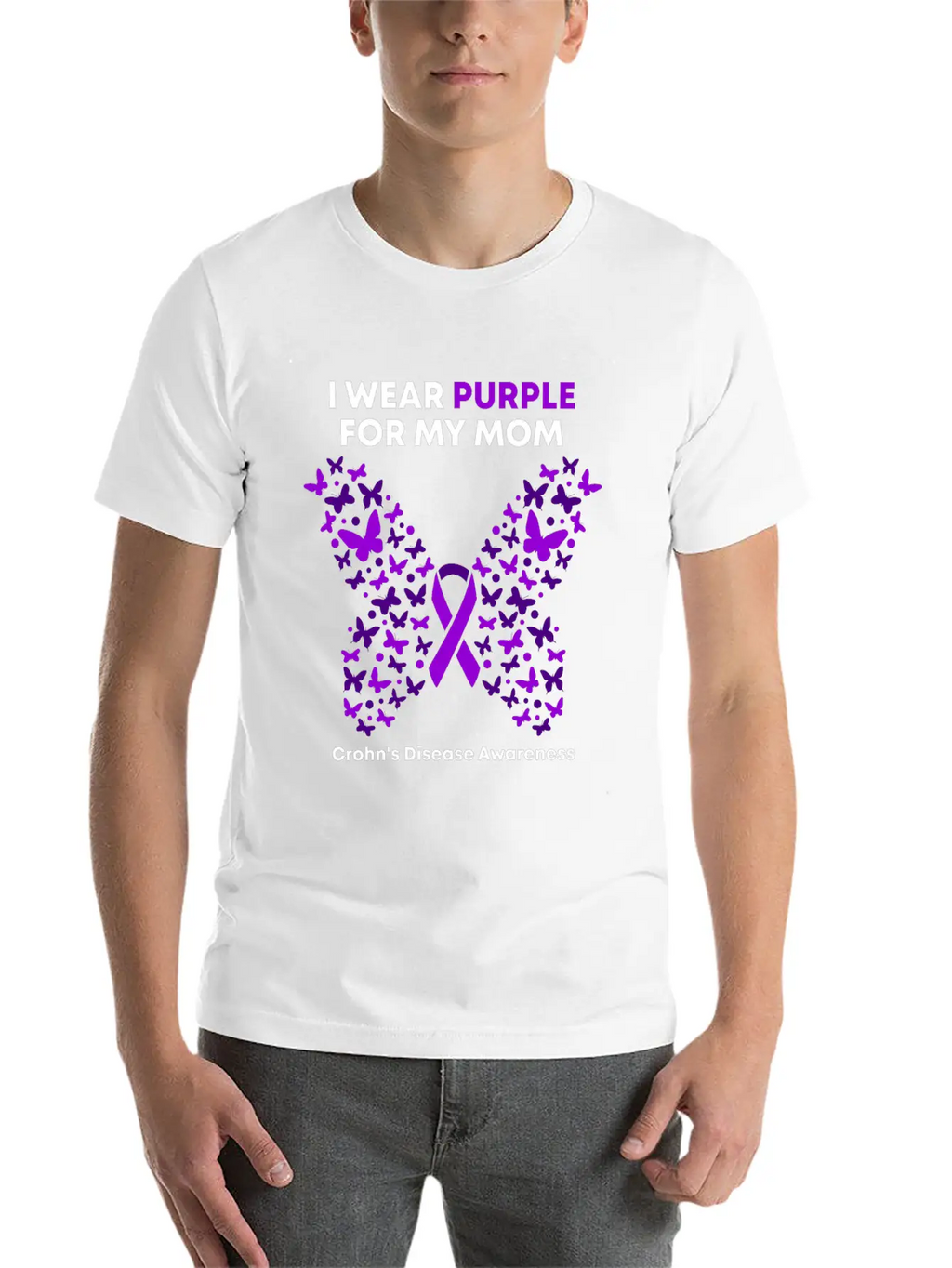 Crohn's Disease Awareness - Purple Warrior Fight Breathable Graphic T-Shirt – Perfect For Casual Days