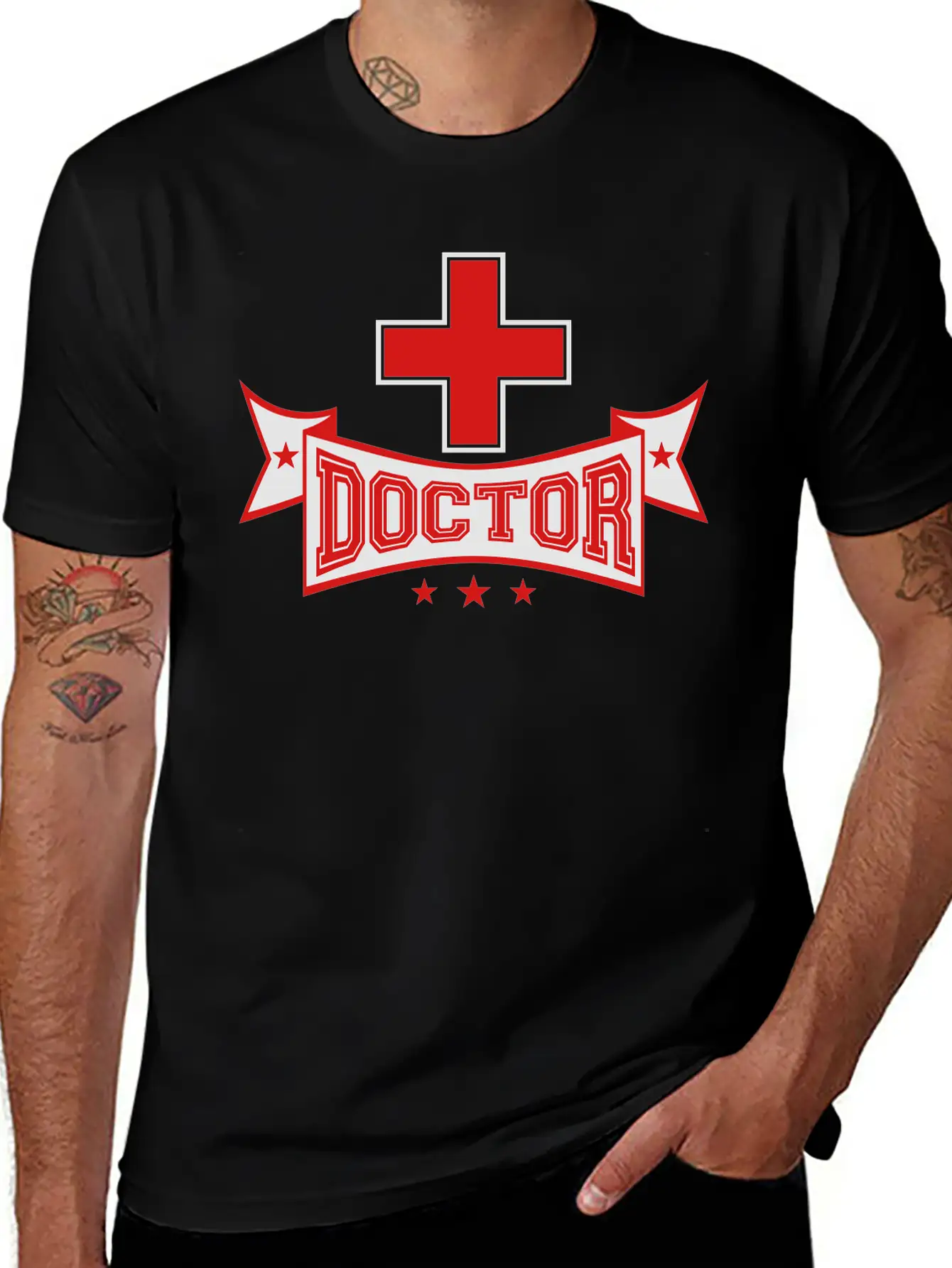 Cross Banner Text Doctor Listening Heartbeat Pulse Classic Cotton Tee – Unisex Comfort For Any Season