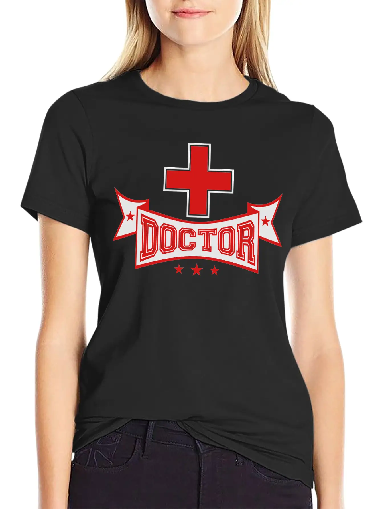Cross Banner Text Doctor Listening Heartbeat Pulse Classic Cotton Tee – Unisex Comfort For Any Season